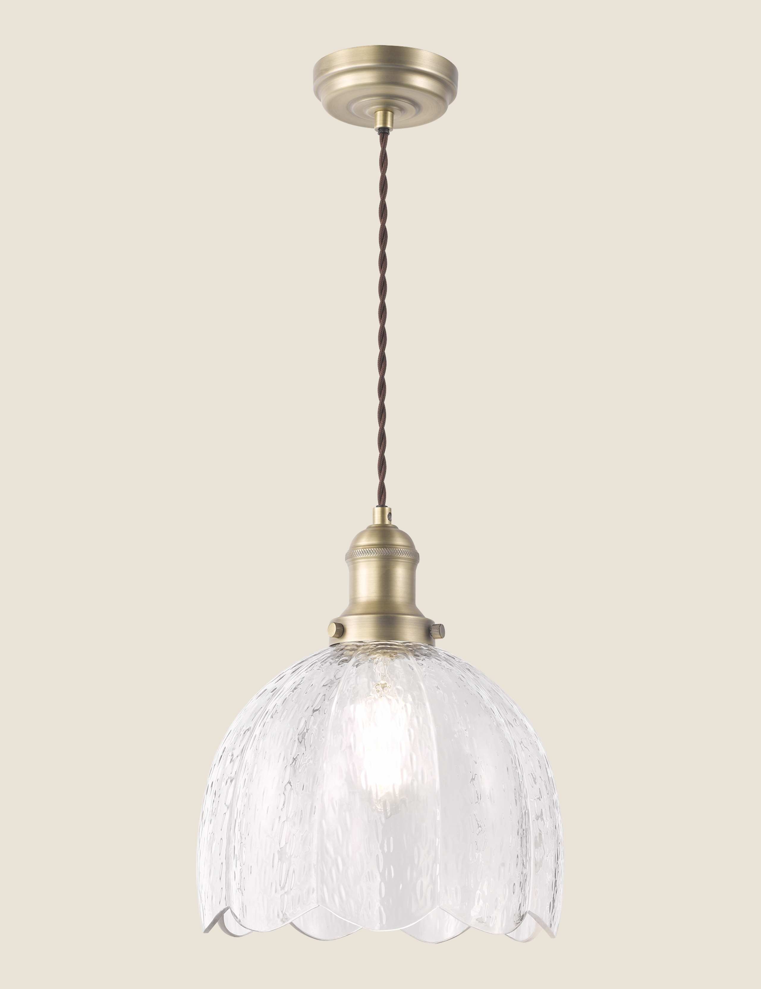 Vintage Glass & Metal Pendant Light 2 of 6
