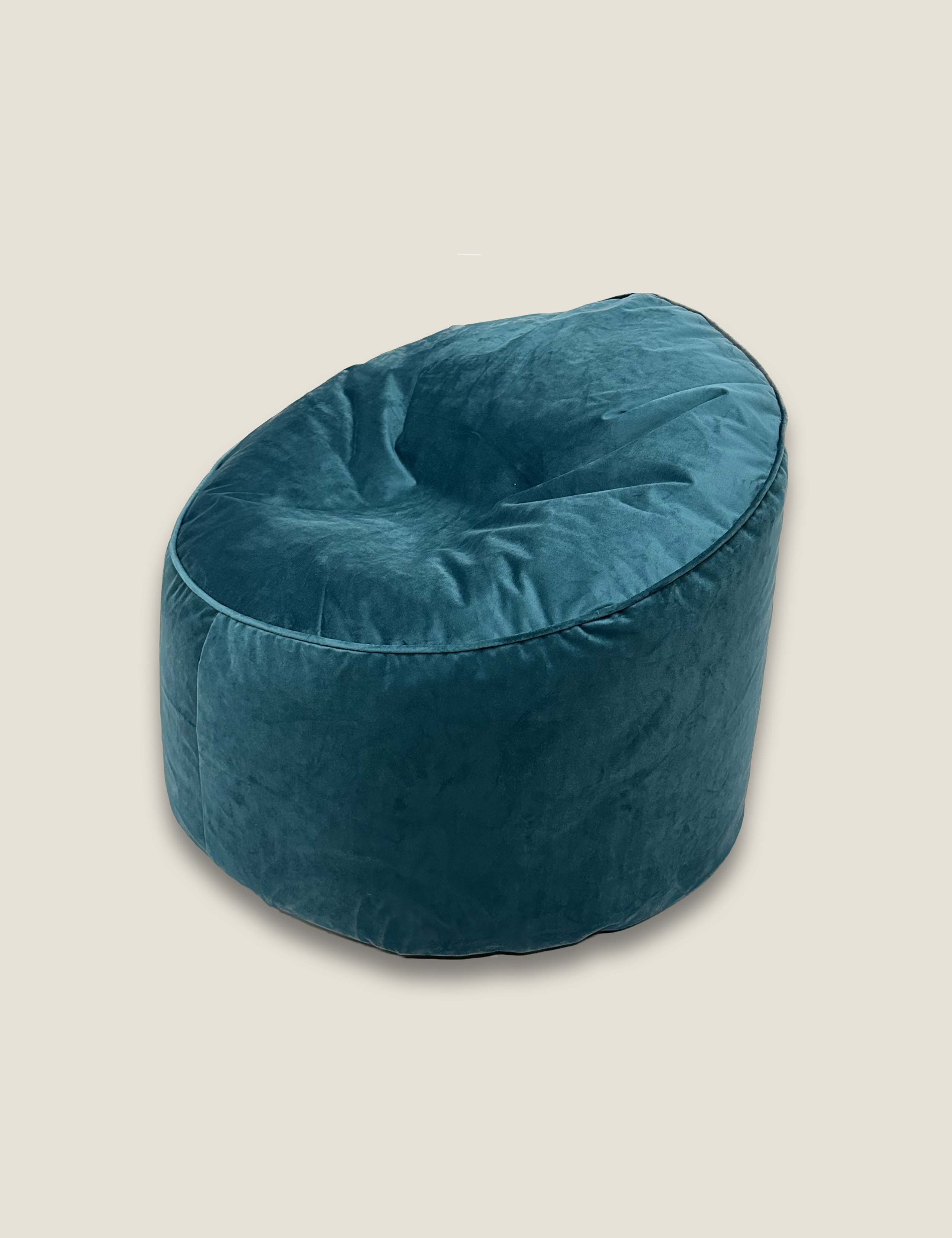 Teal Velvet Beanbag Chair 2 of 2