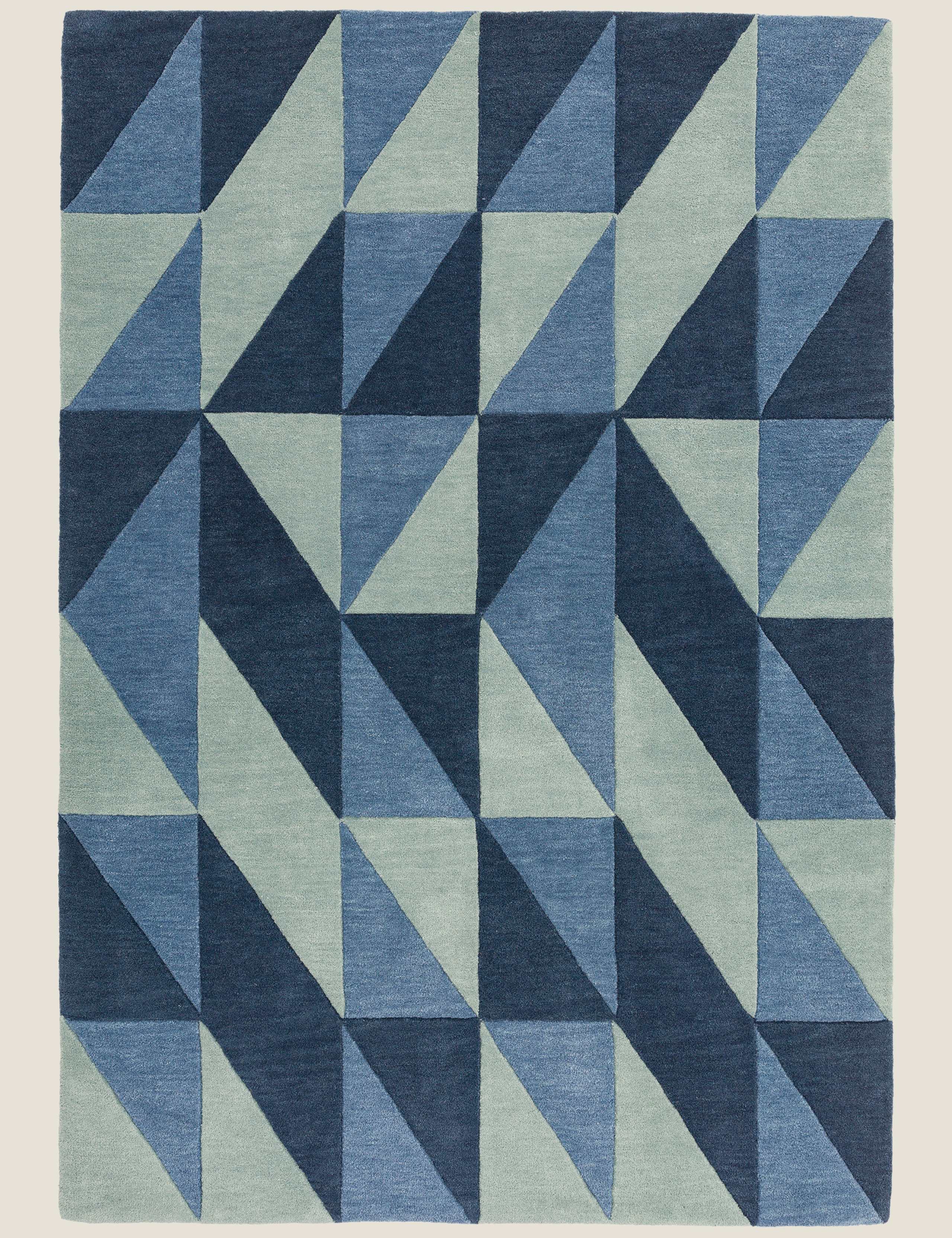 Reef Flag Blue Pure Wool Rug 1 of 3