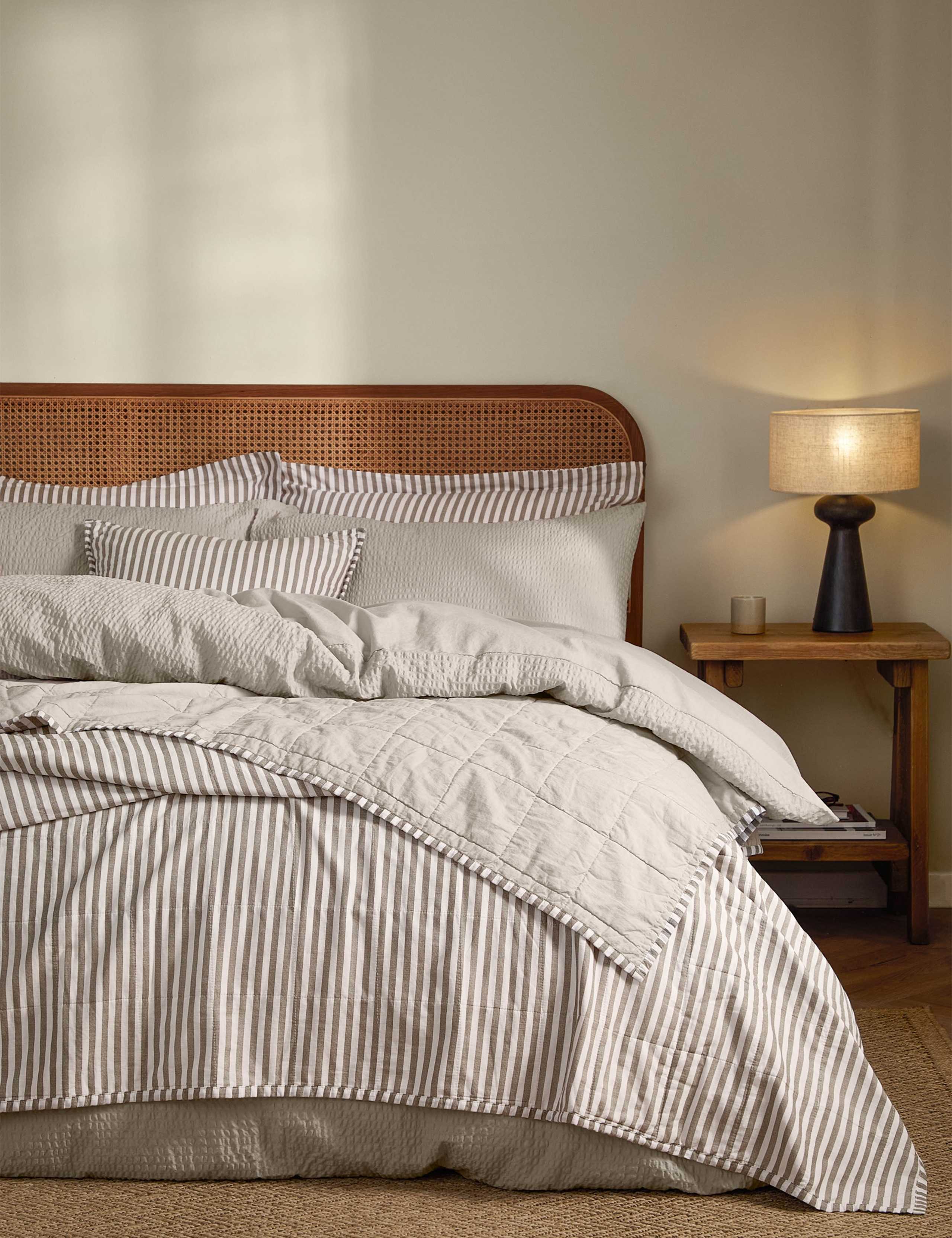 Hebden Washed Striped Quilted Bedspread 1 of 3