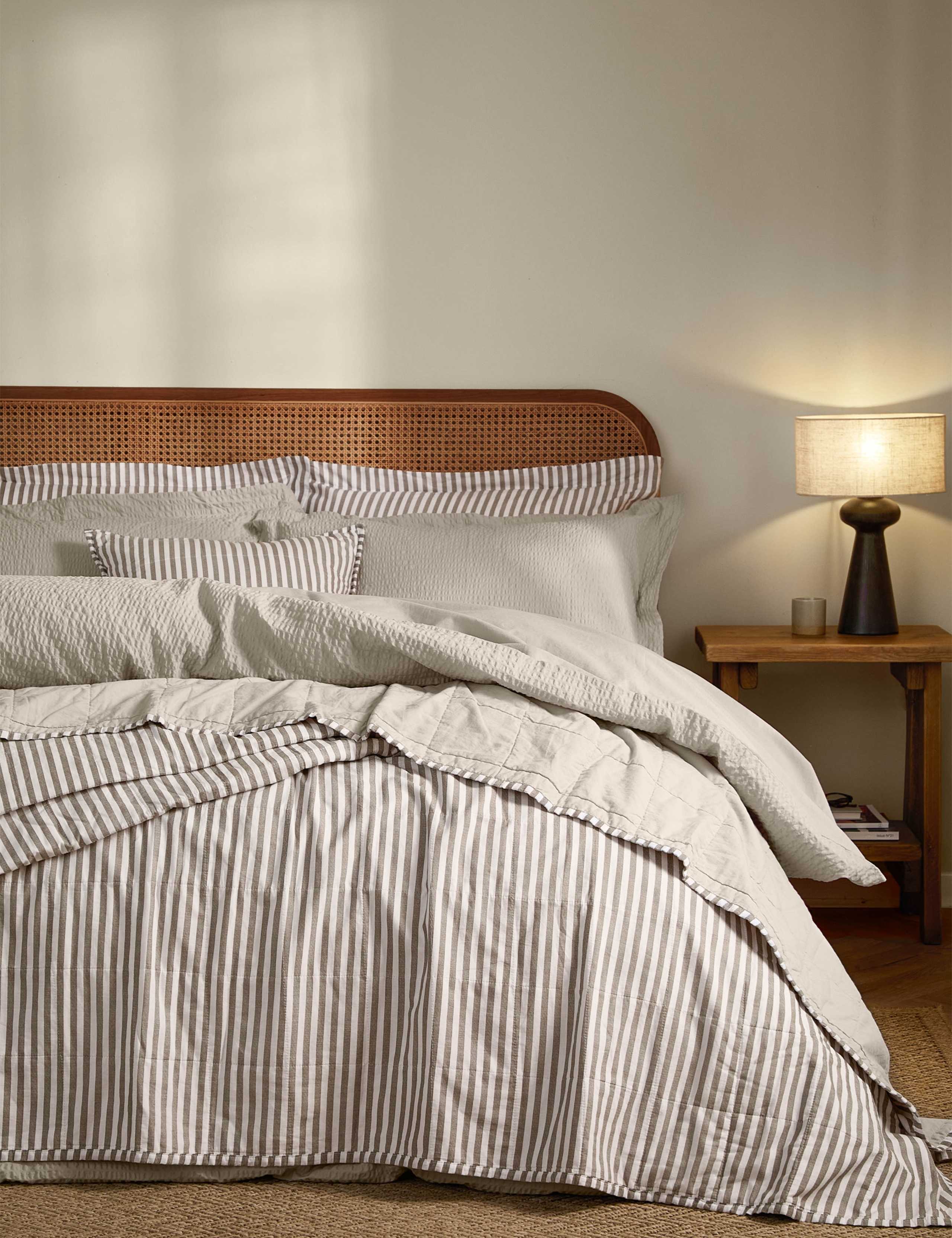 Hebden Washed Striped Quilted Bedspread 2 of 3
