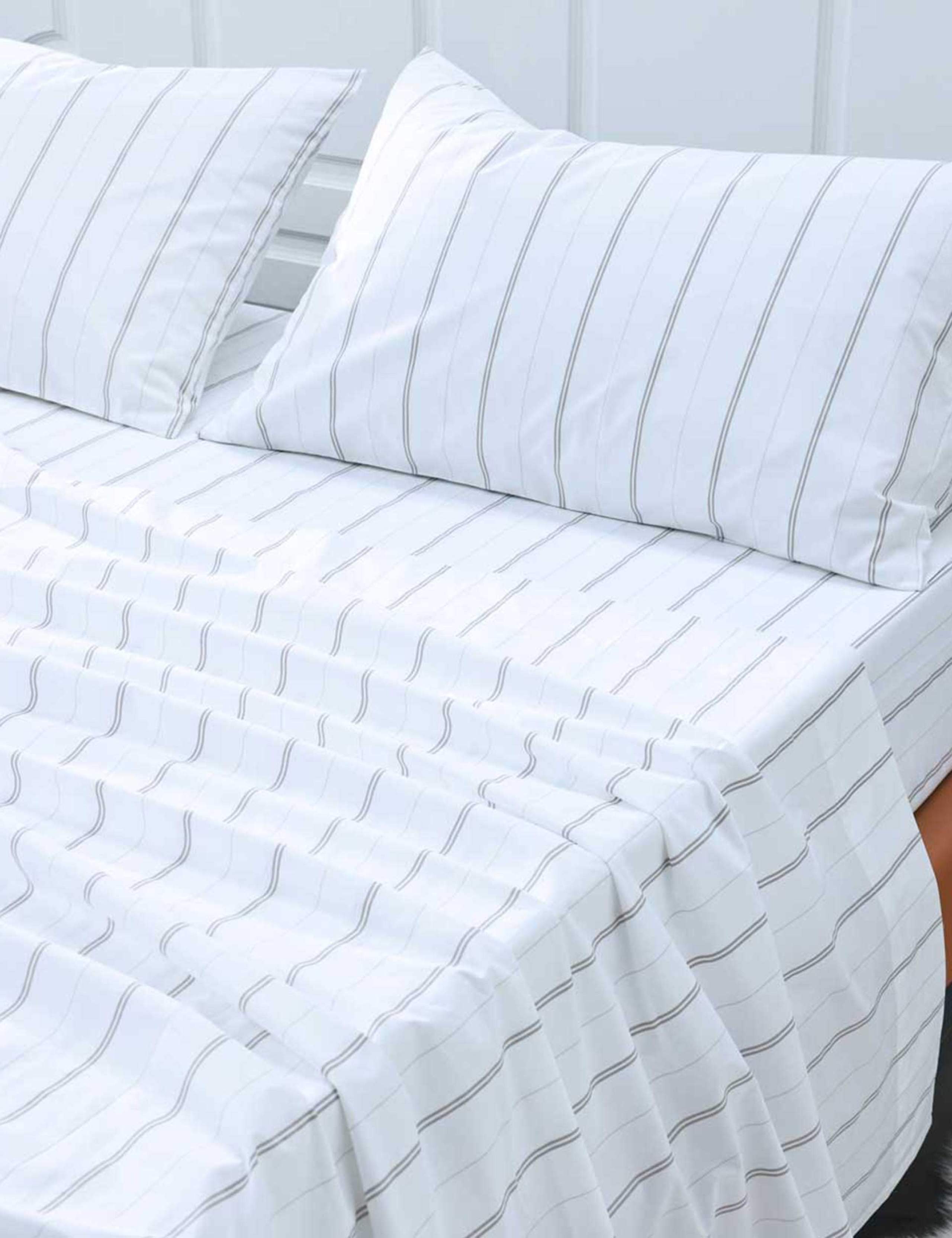 Pure Cotton 200 Thread Count Striped Fitted Sheet 1 of 3