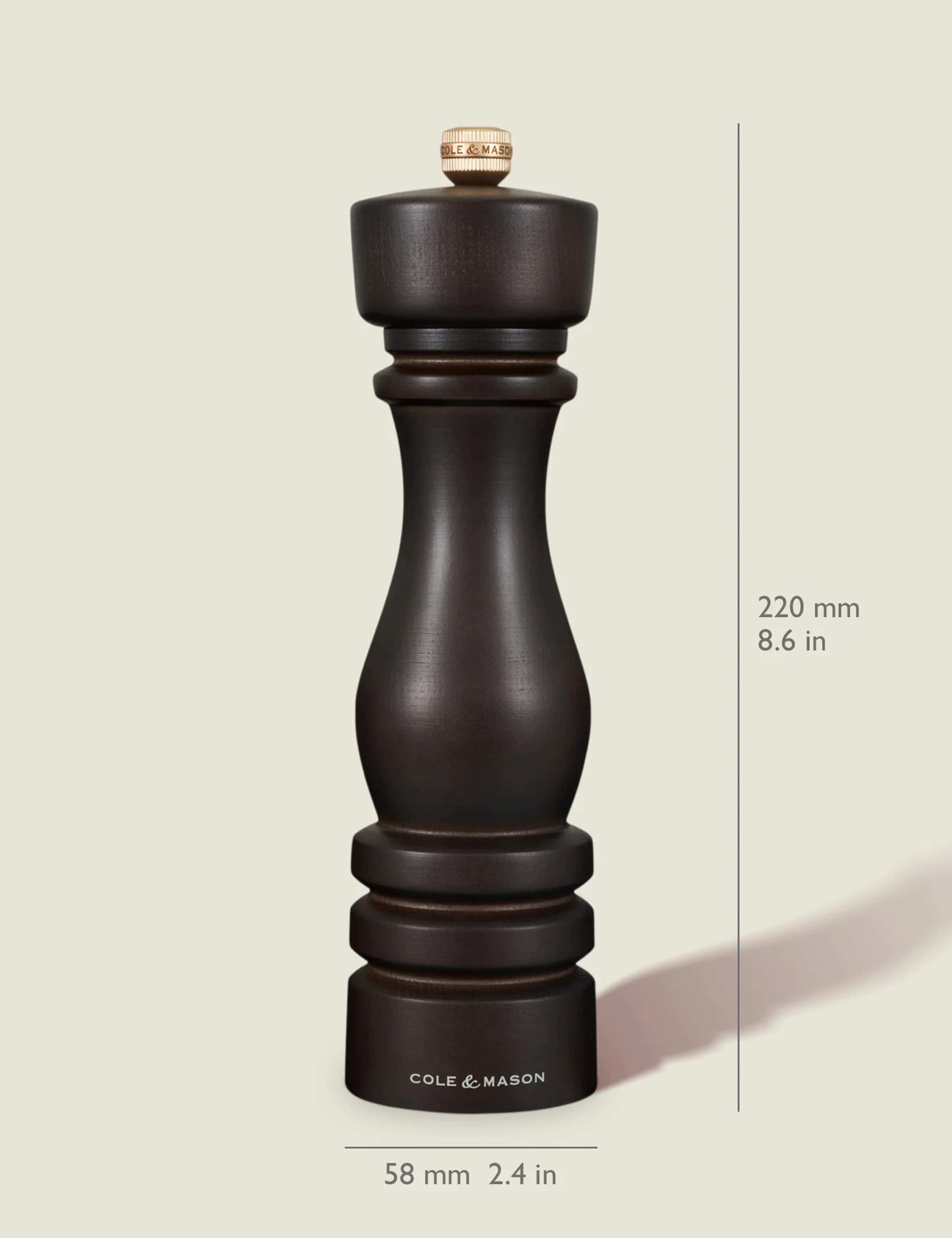 Tall Beech Wood Salt Mill 220mm 5 of 5