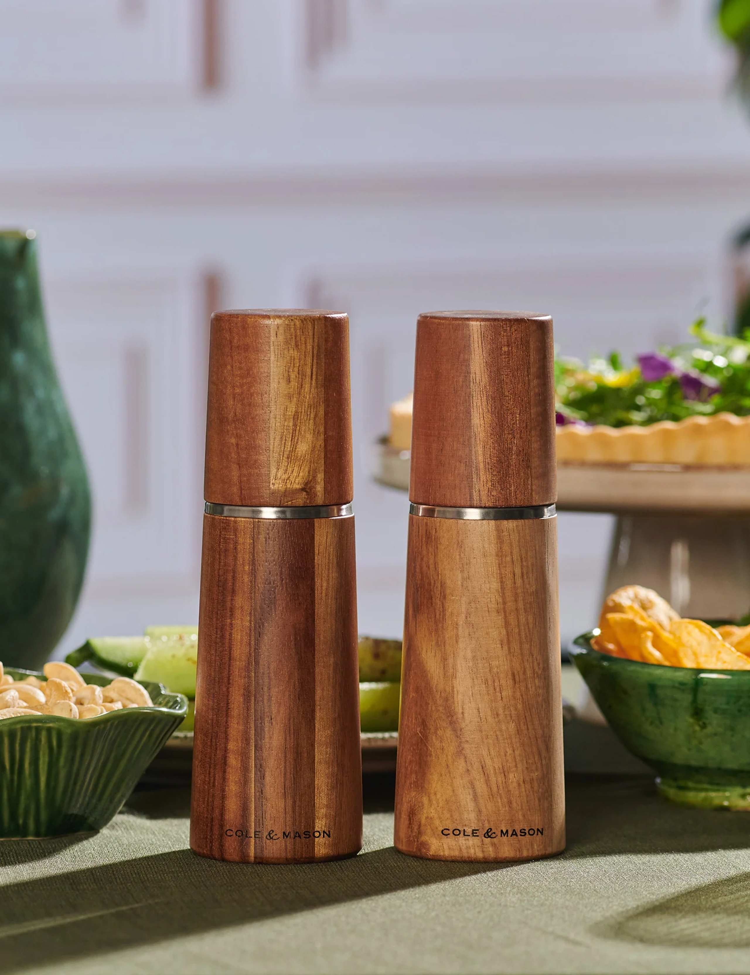 Acacia Wood Salt & Pepper Mill Set 1 of 5