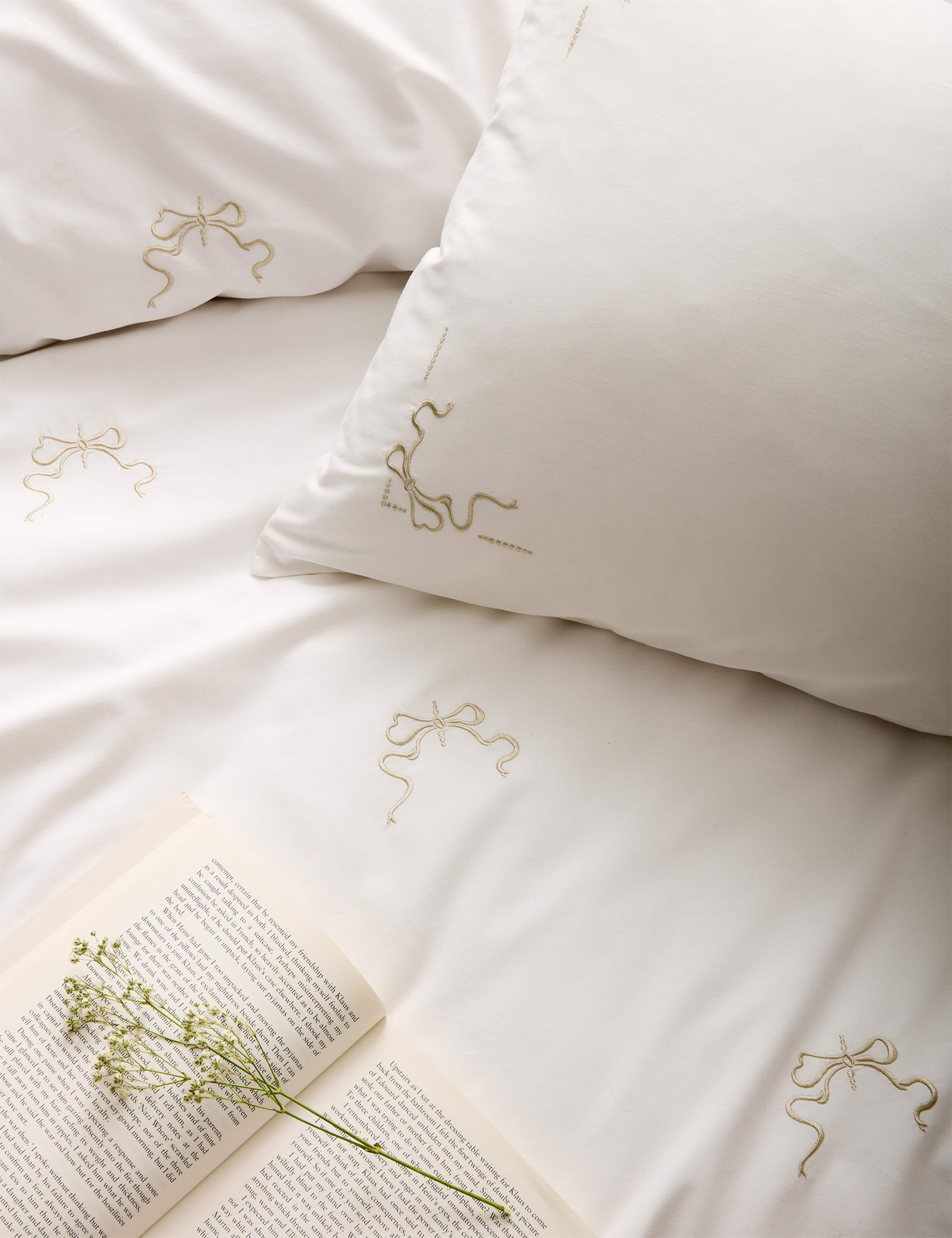 Pure Cotton Bow Embroidered Bedding Set 3 of 4