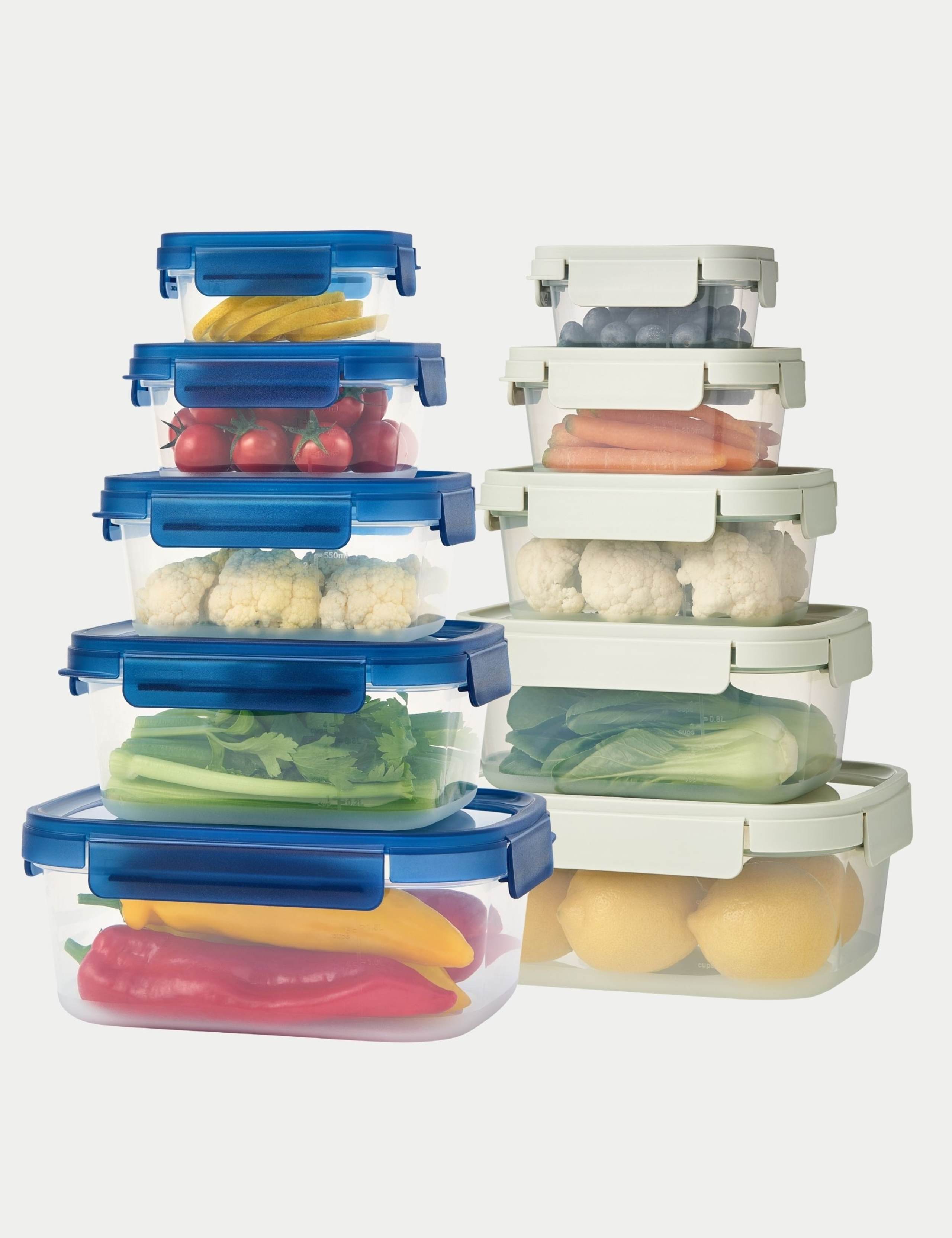 Set of 10 Airtight Nesting Storage Containers Blue Lid 1 of 3