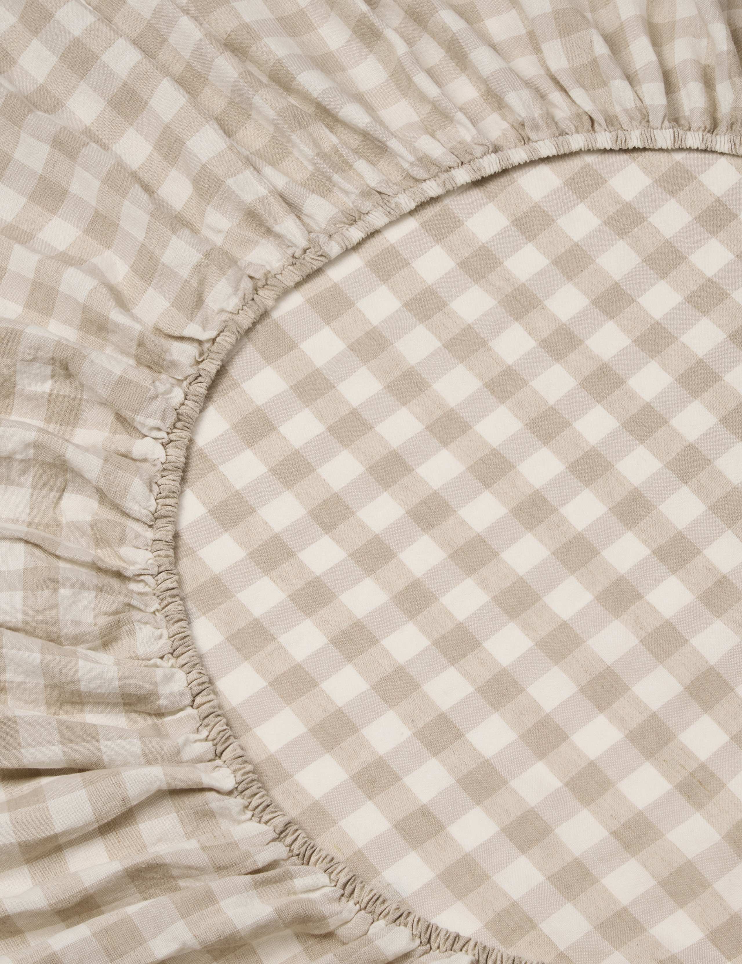 Linen Rich Gingham Fitted Sheet 3 of 3