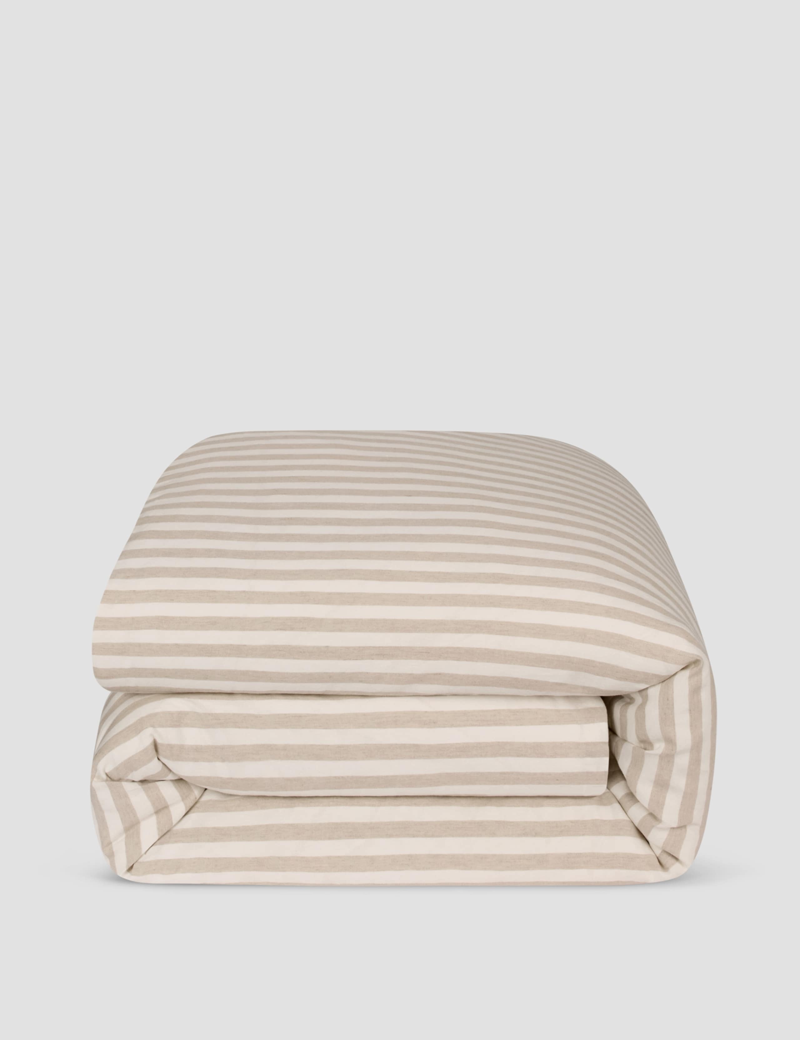 Linen Blend Striped Duvet Cover 4 of 4