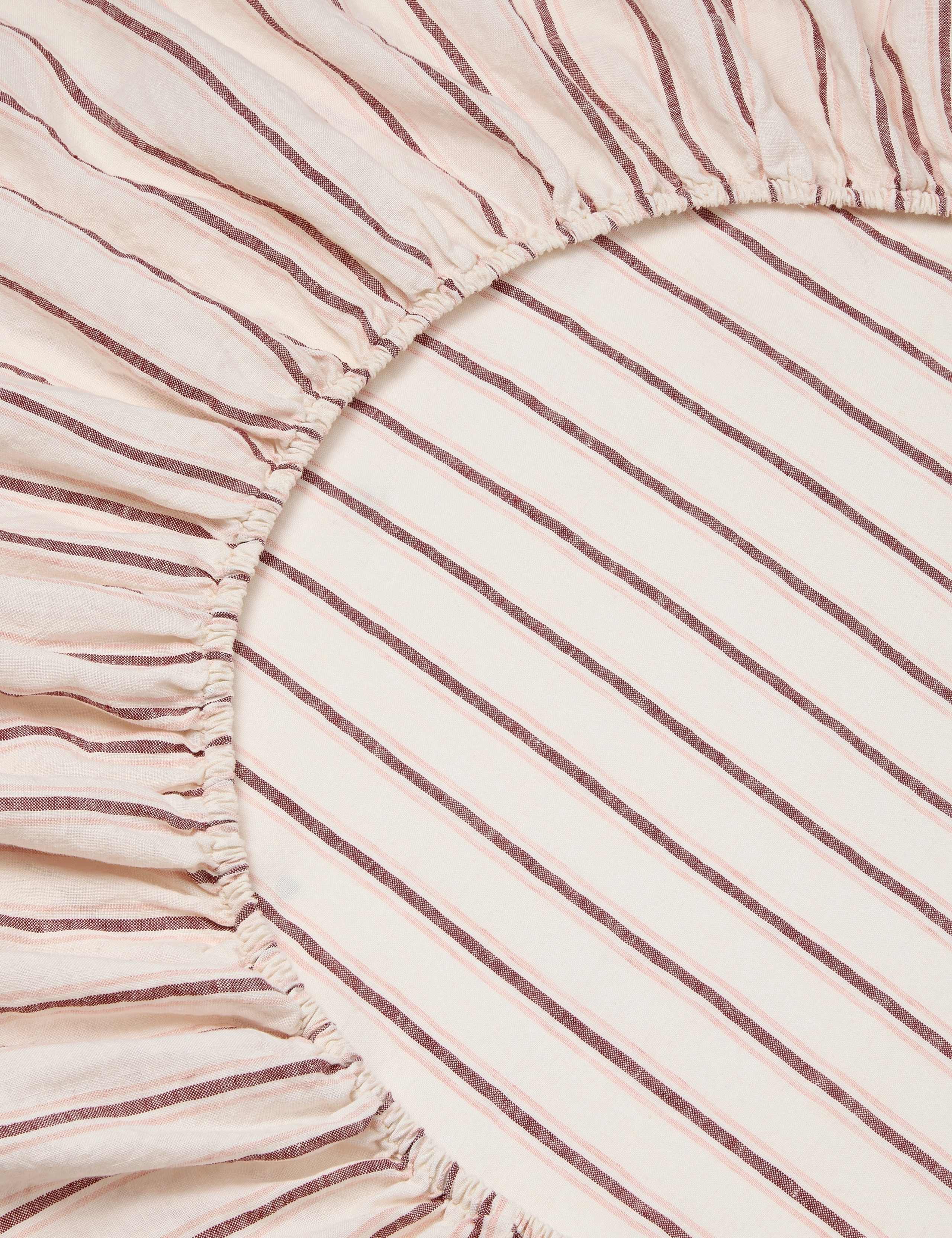 Pure Linen Walderton Stripe Fitted Sheet 3 of 3