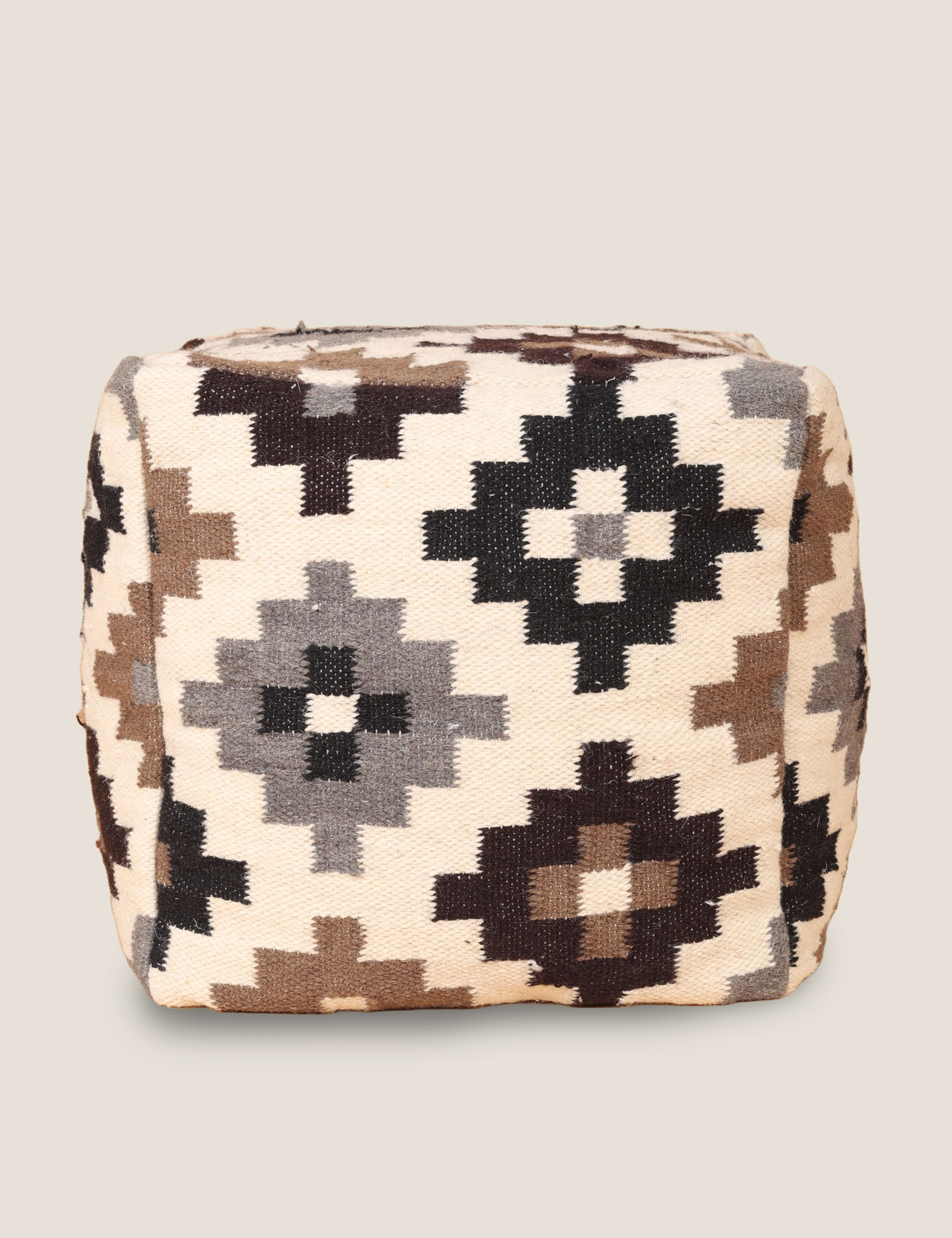 Ikat Woven Square Pouffe 3 of 4