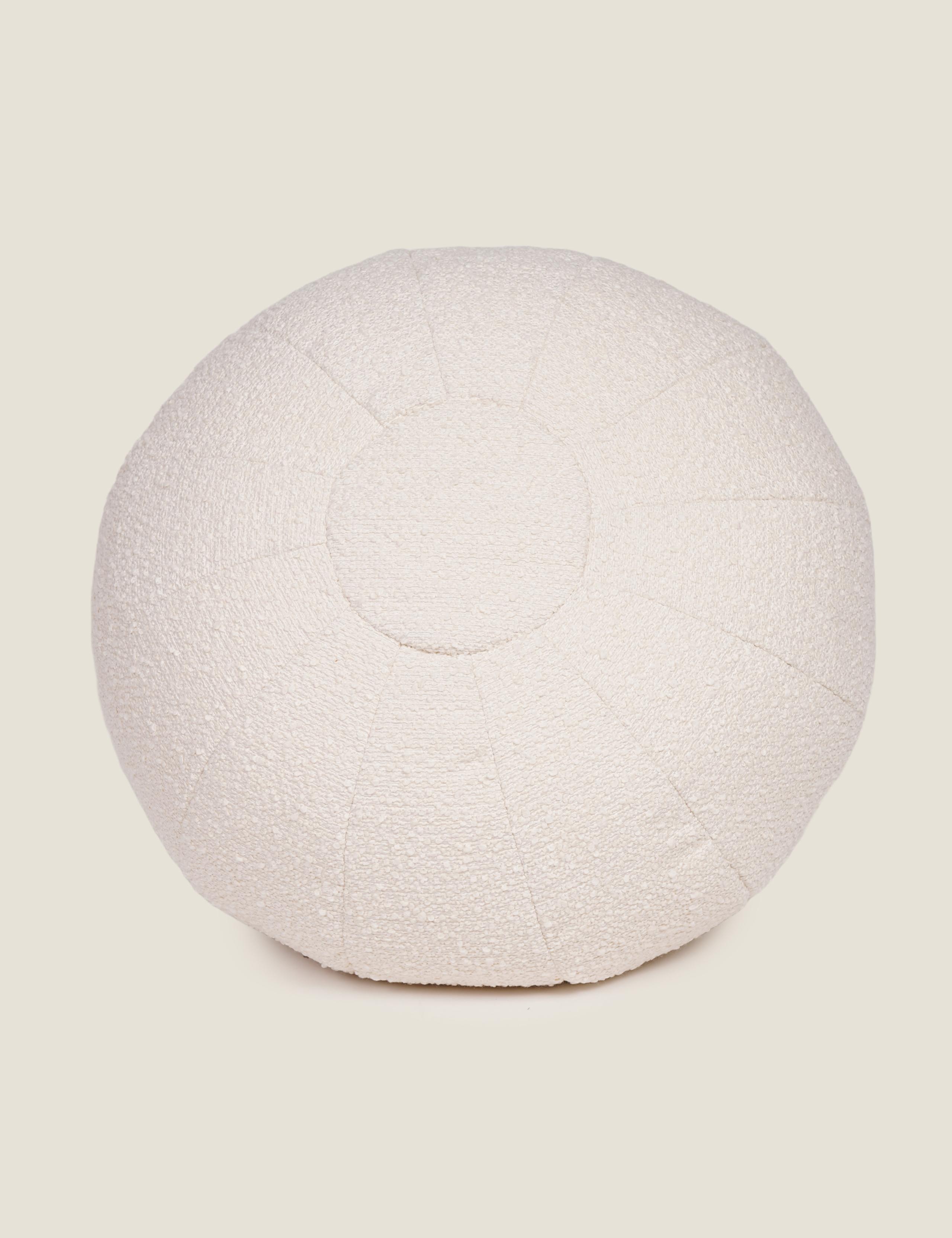 Textured Bouclé Round Pouffe 2 of 3