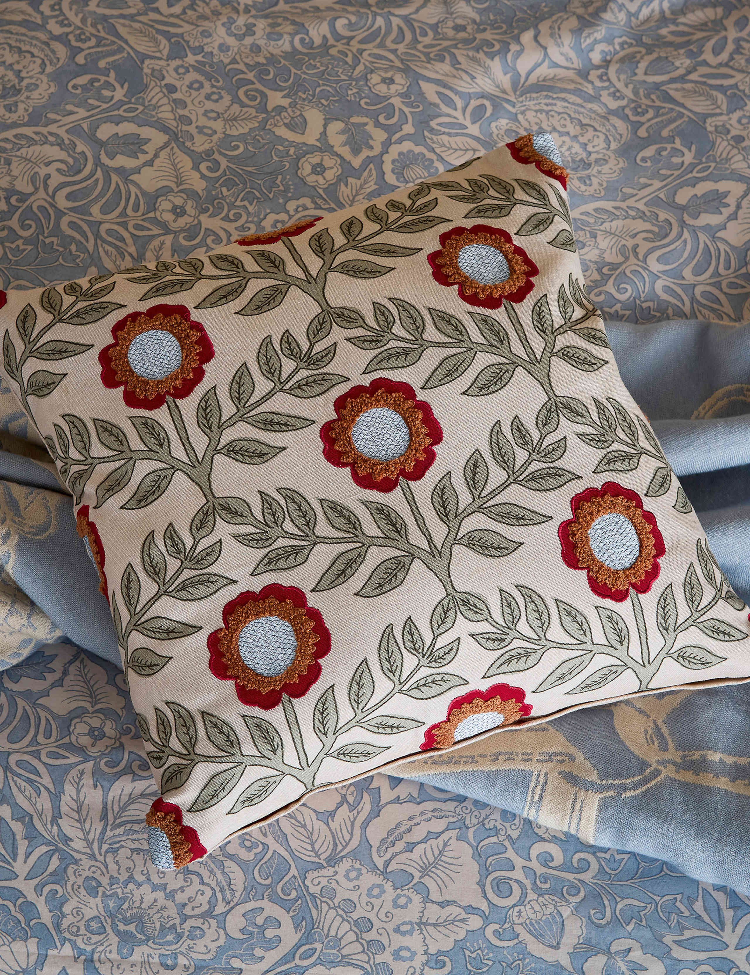 Pure Cotton Floral Trellis Cushion 4 of 4