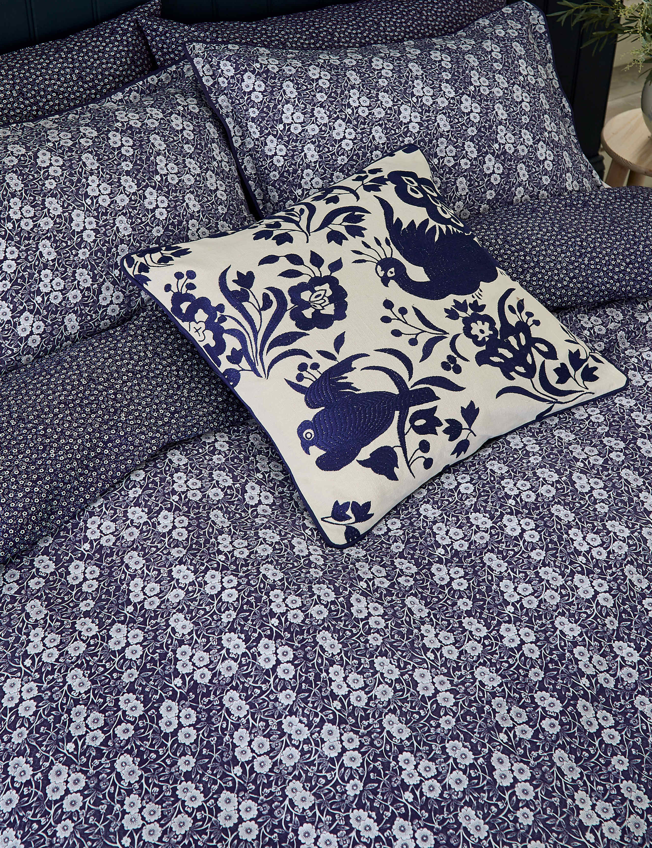 Pure Cotton Calico Embroidered Cushion 2 of 3