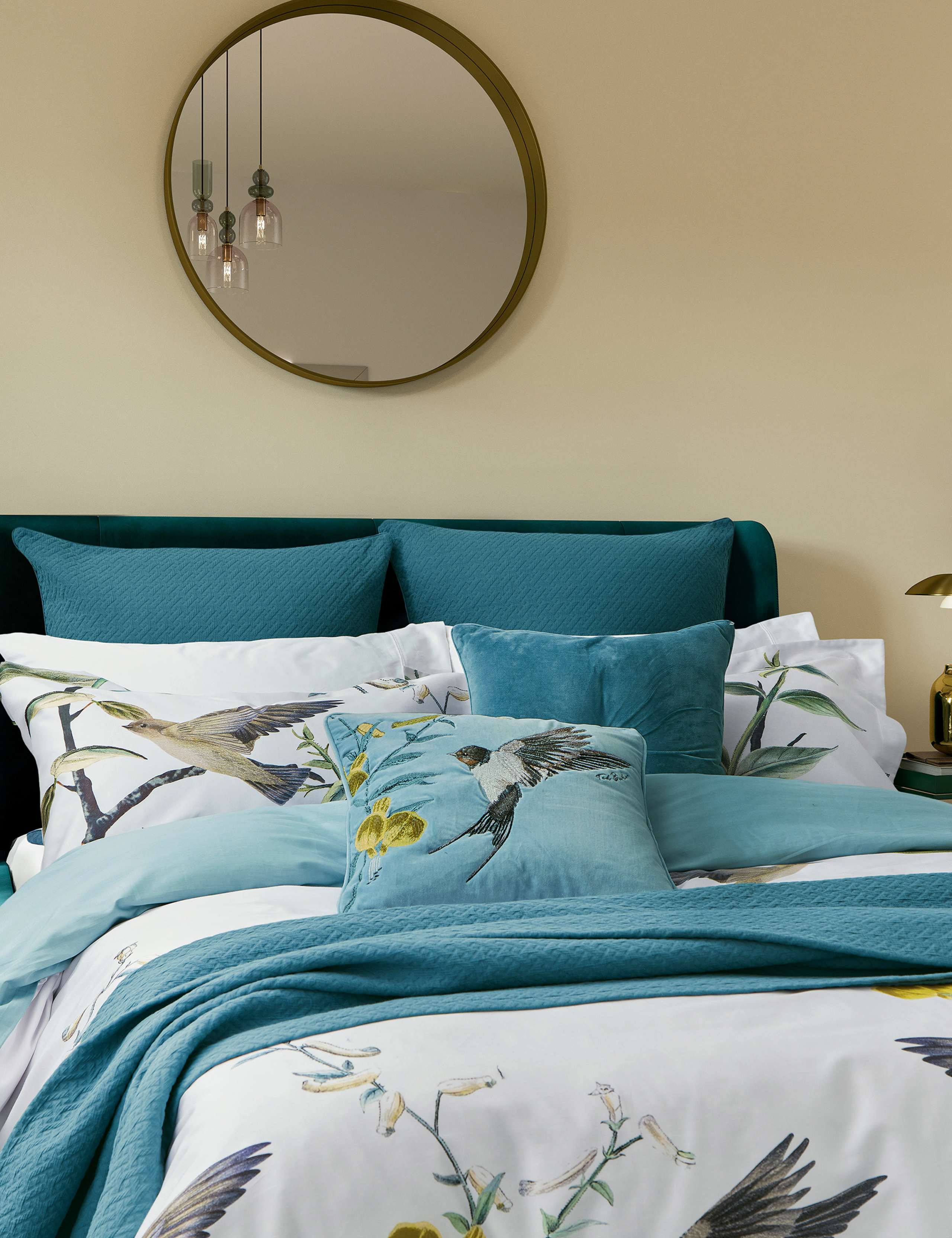 Pure Cotton Botanical Birds Bedding Set 4 of 4