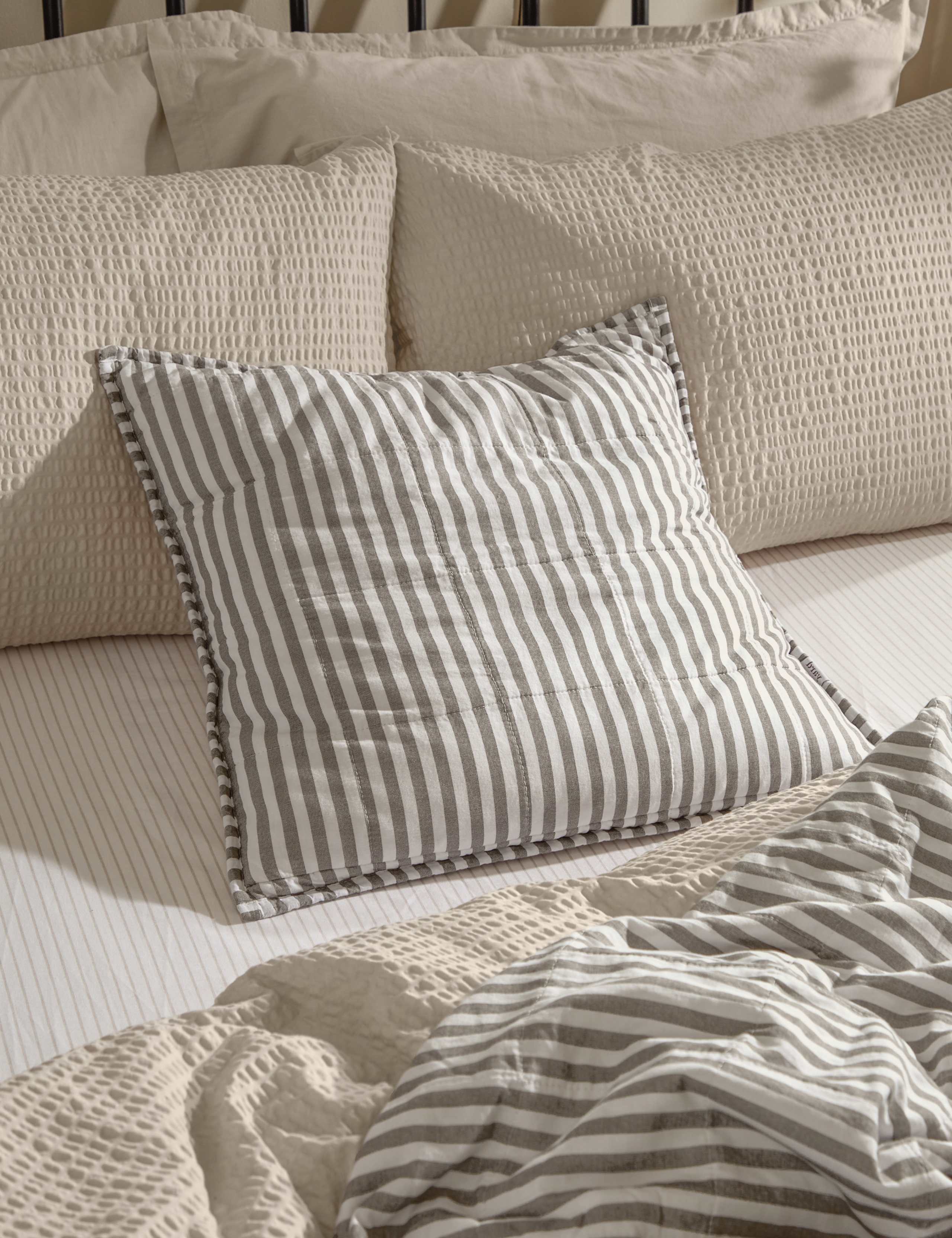 Hebden Striped Cotton Cushion 1 of 6