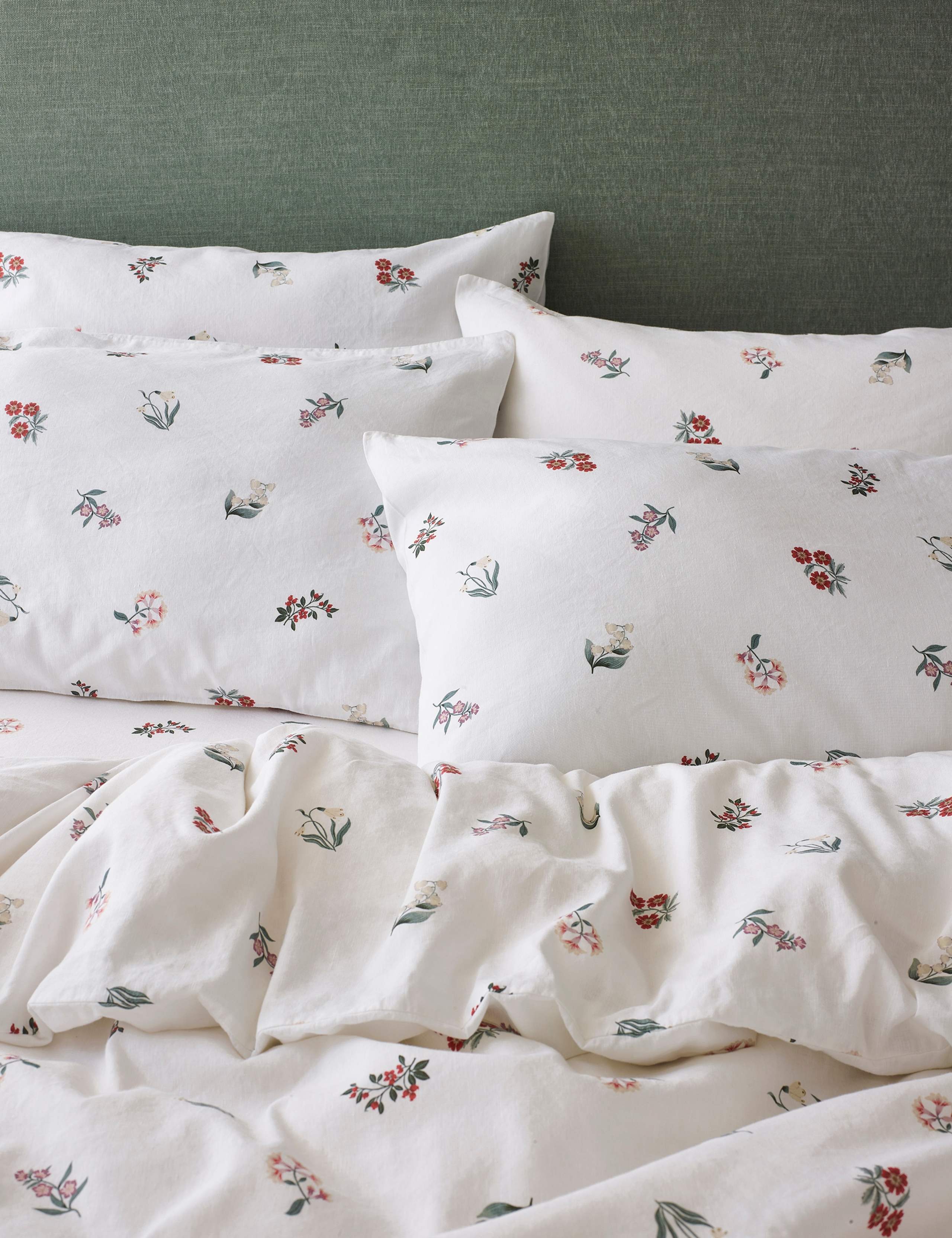 2pk Linen Rich Woodland Floral Standard Pillowcases 1 of 3