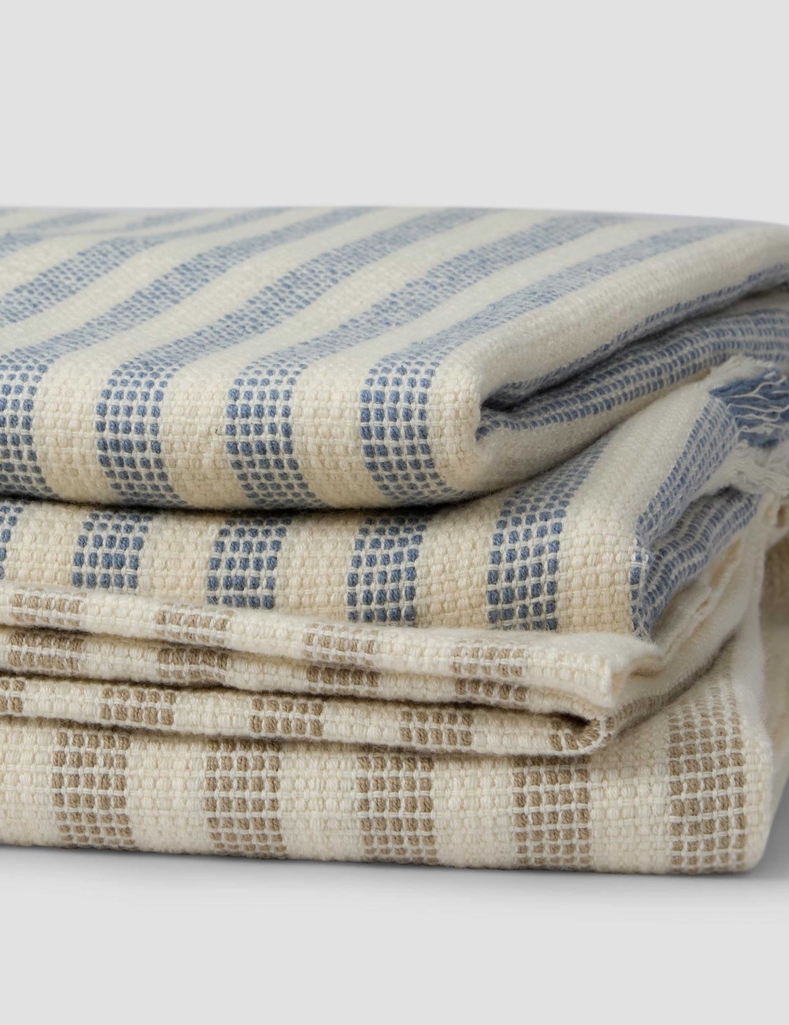 Pembroke Striped Cotton Rich Fringed Throw 2 of 3