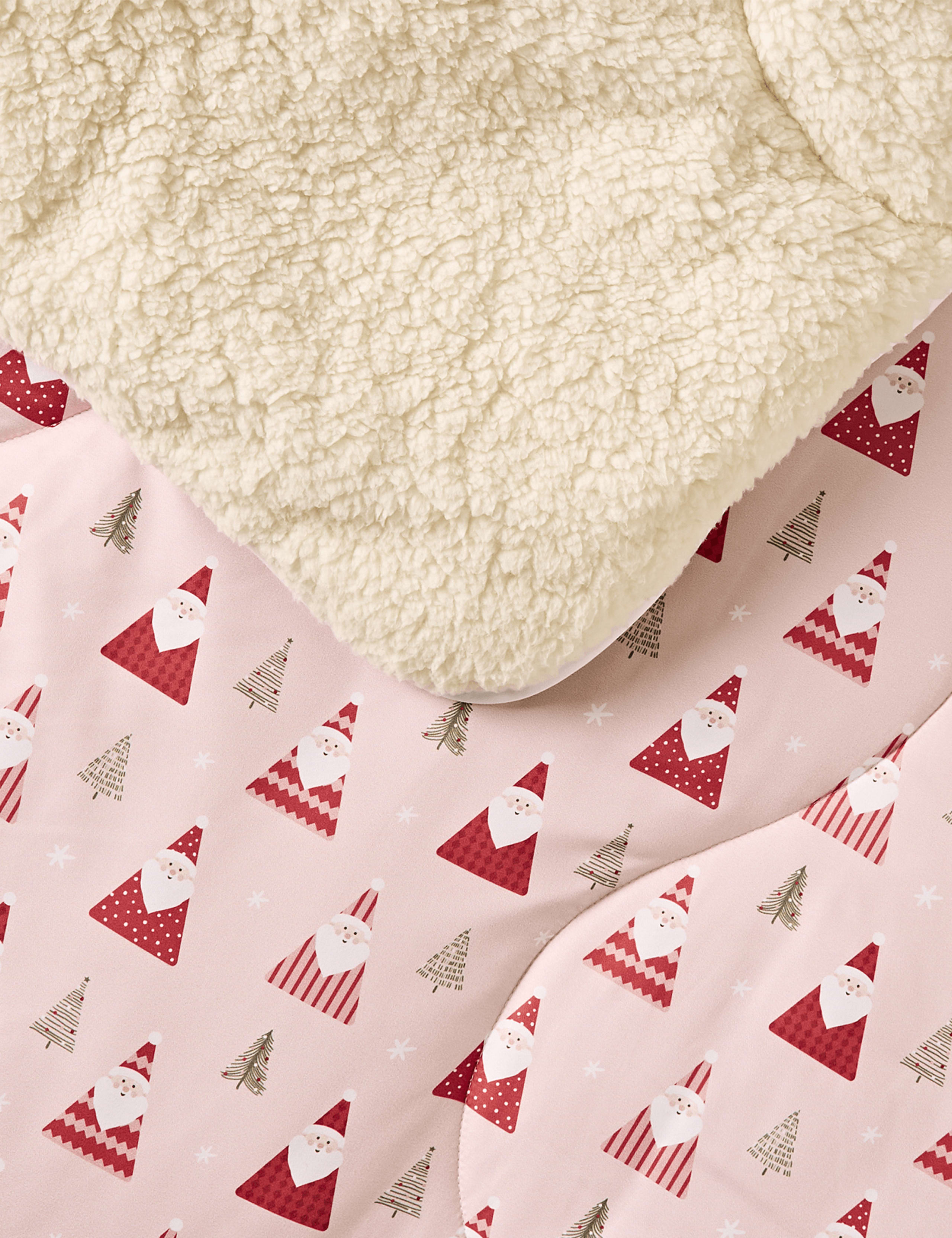 Pink Santa Sherpa Fleece 9 Tog Throw 2 of 3