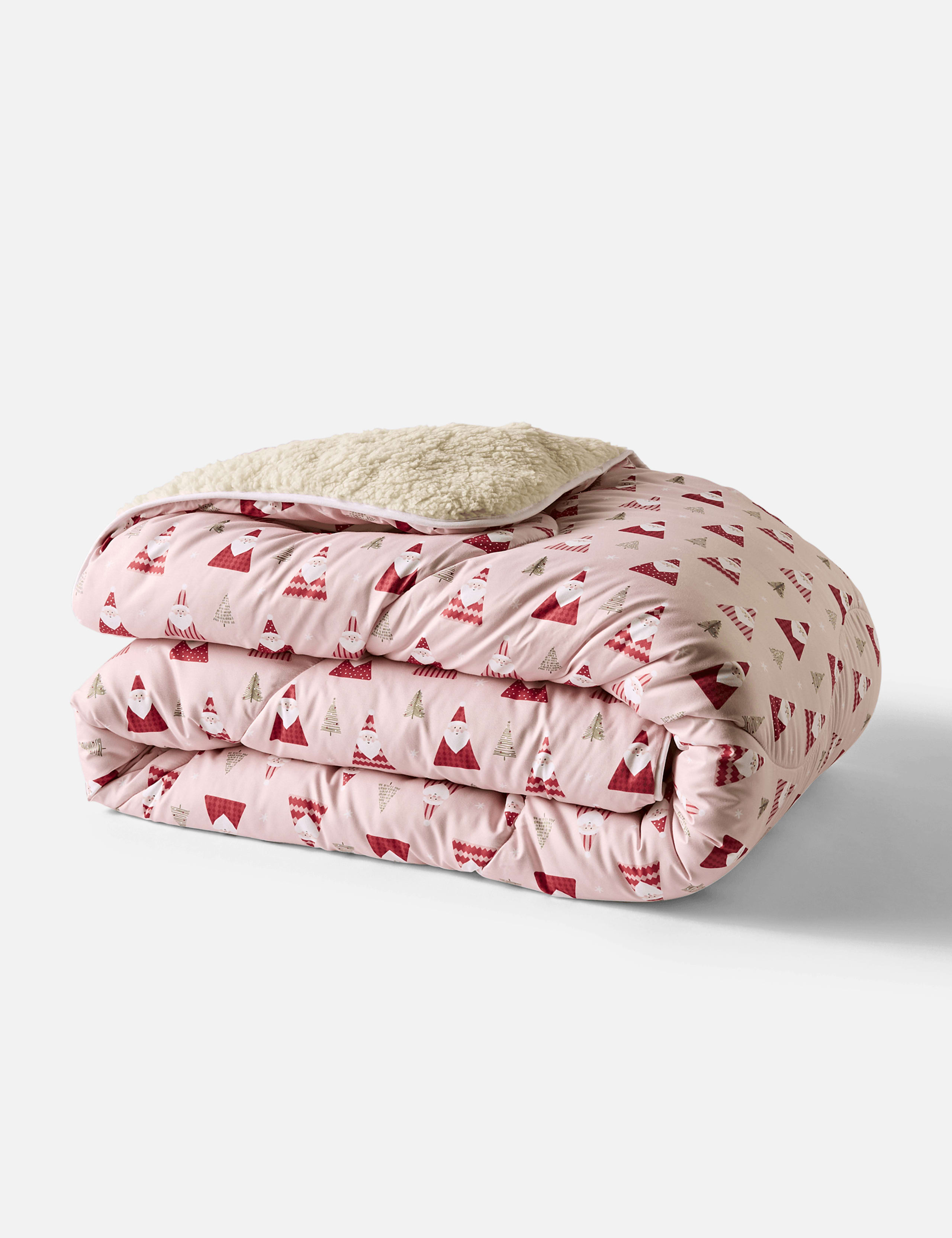 Pink Santa Sherpa Fleece 9 Tog Throw 3 of 3