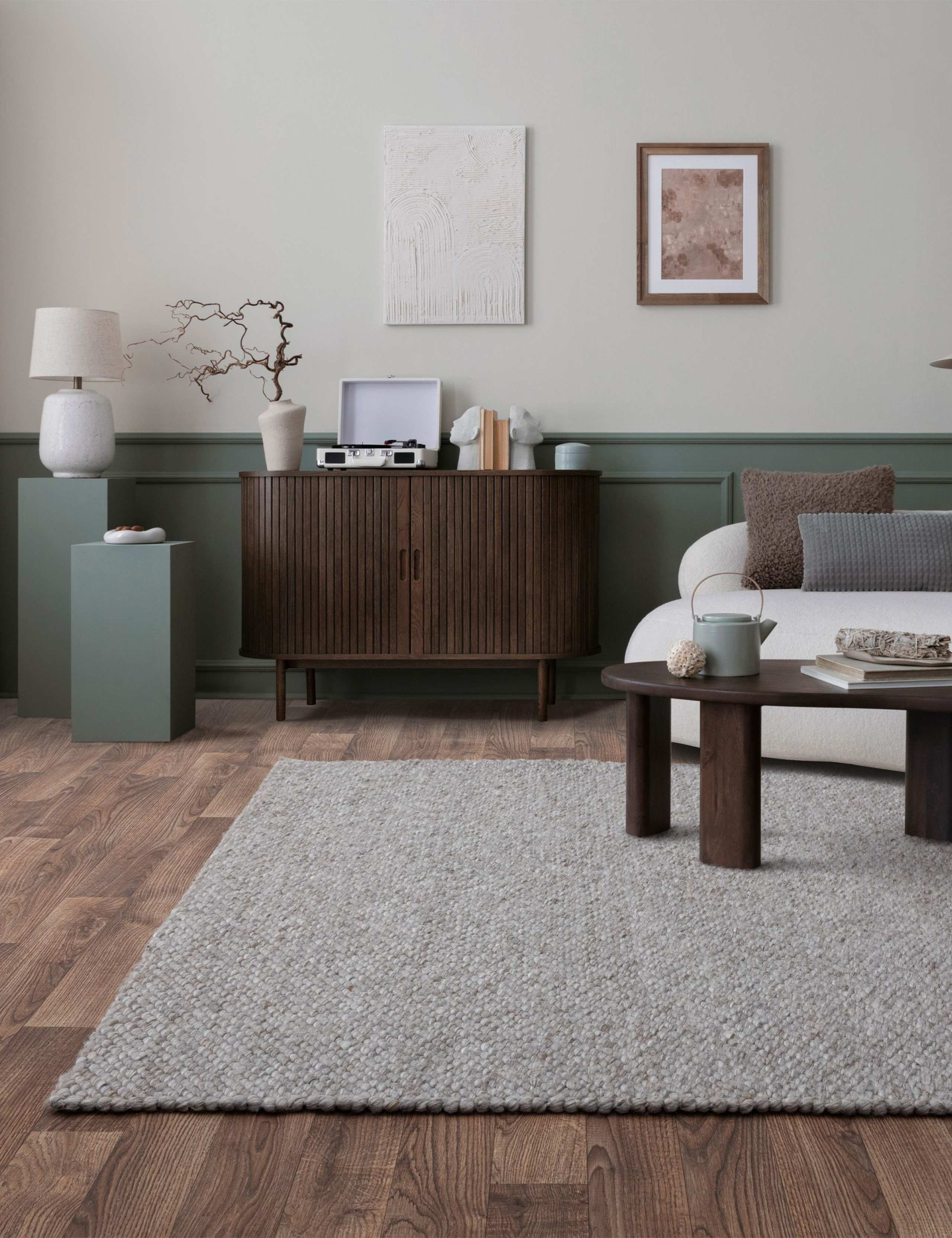 Zander Charcoal Wool Blend Woven Rug 1 of 5