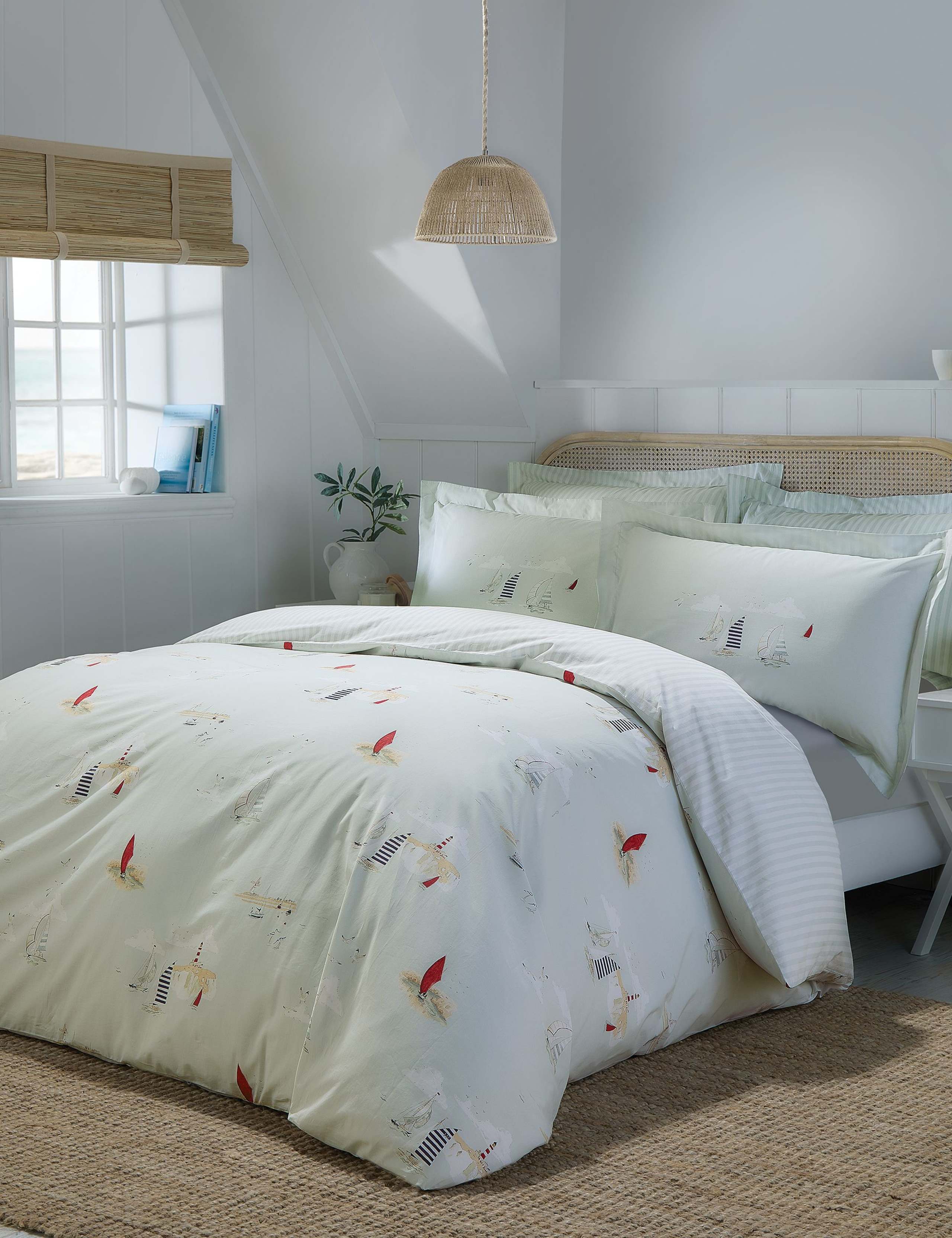 Pure Cotton Coastal Boats Bedding Set 1 of 6