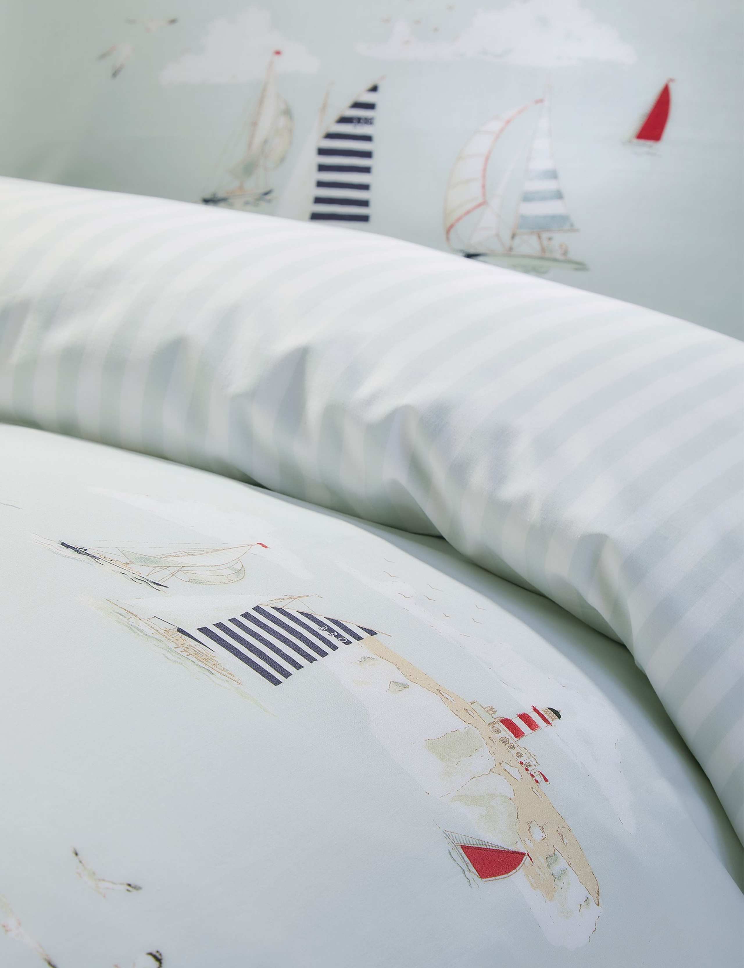 Pure Cotton Coastal Boats Bedding Set 4 of 6