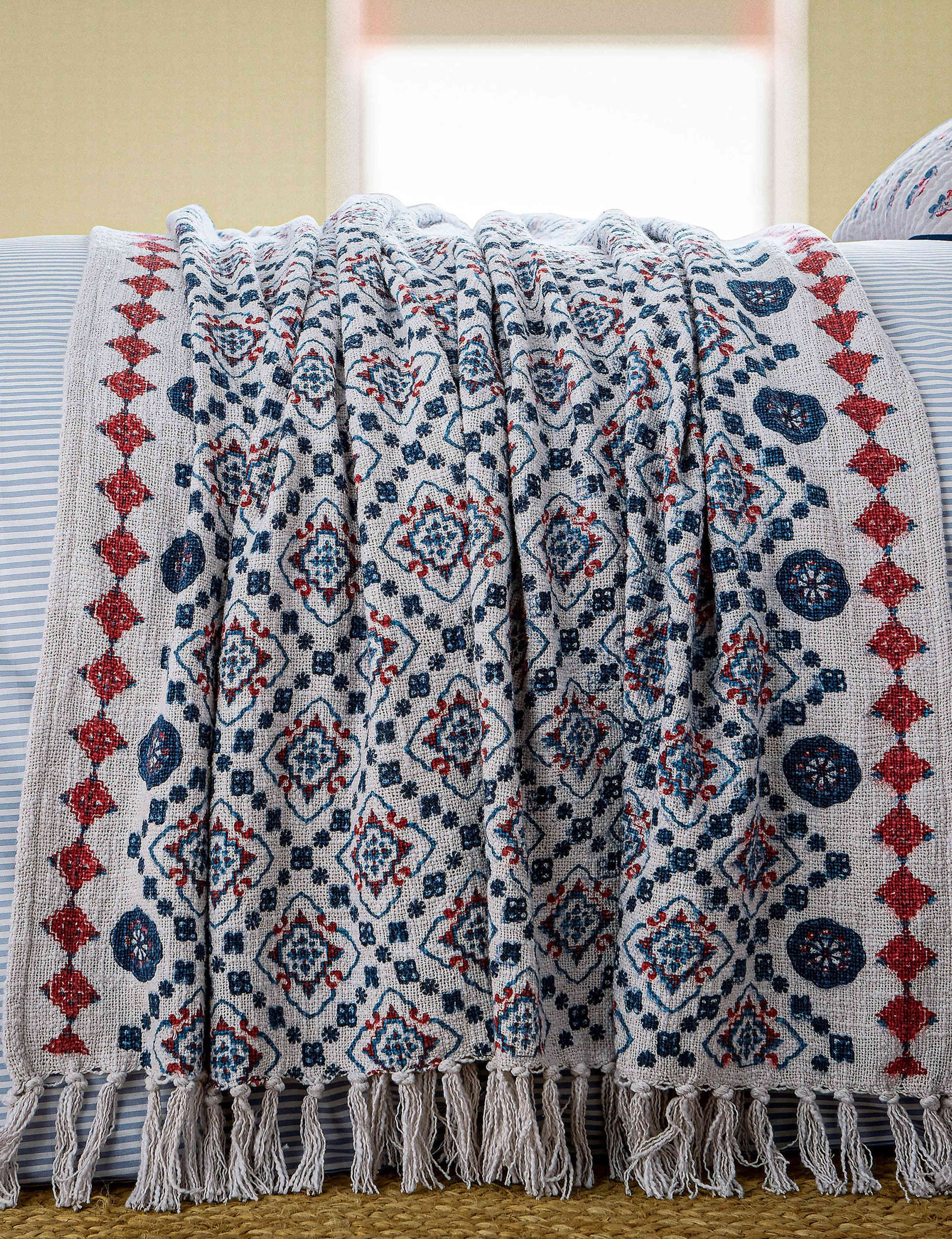 Country Tiles Pure Cotton Geometric Throw 2 of 4