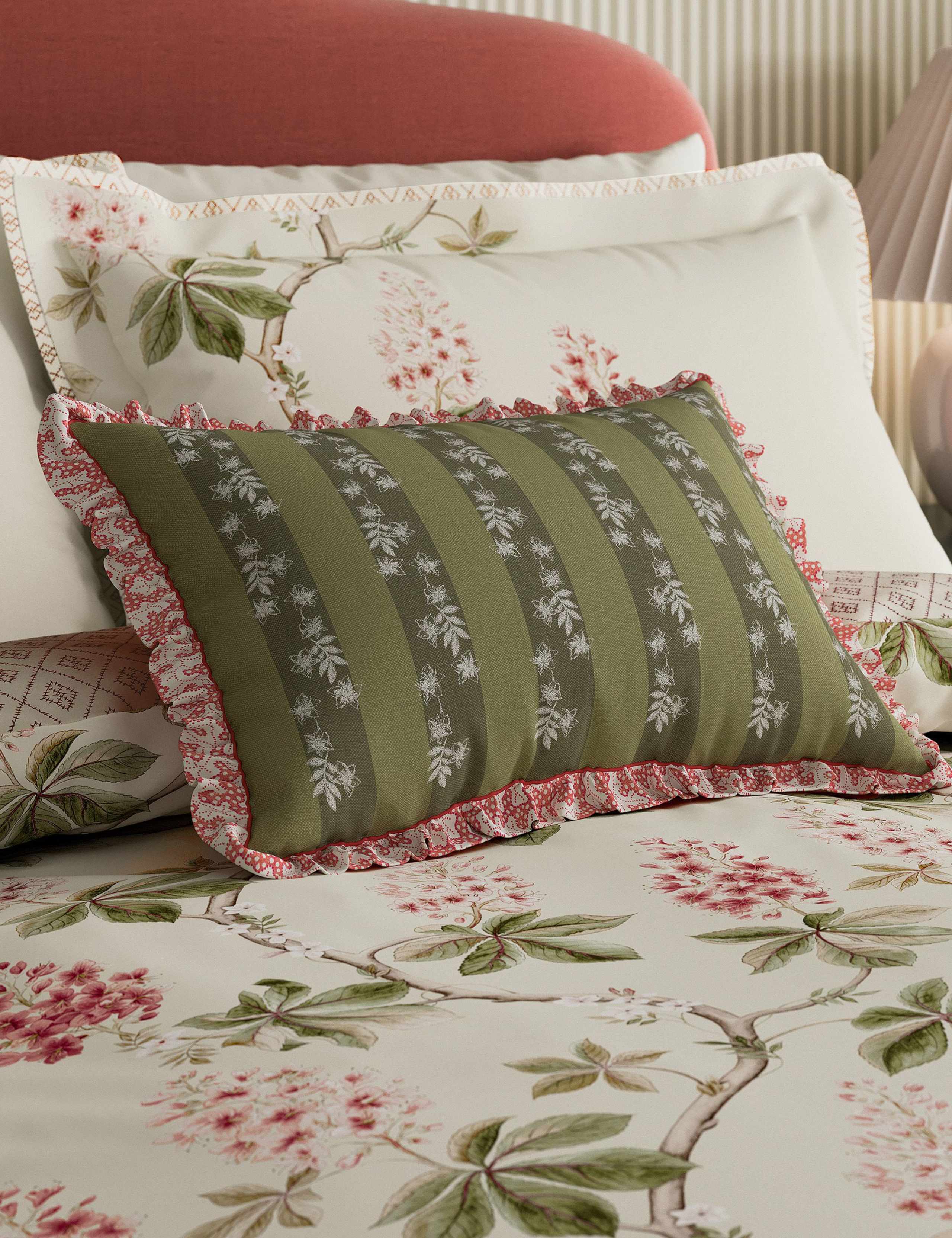 Chestnut Tree Stripe Frill Square Cushion 2 of 5