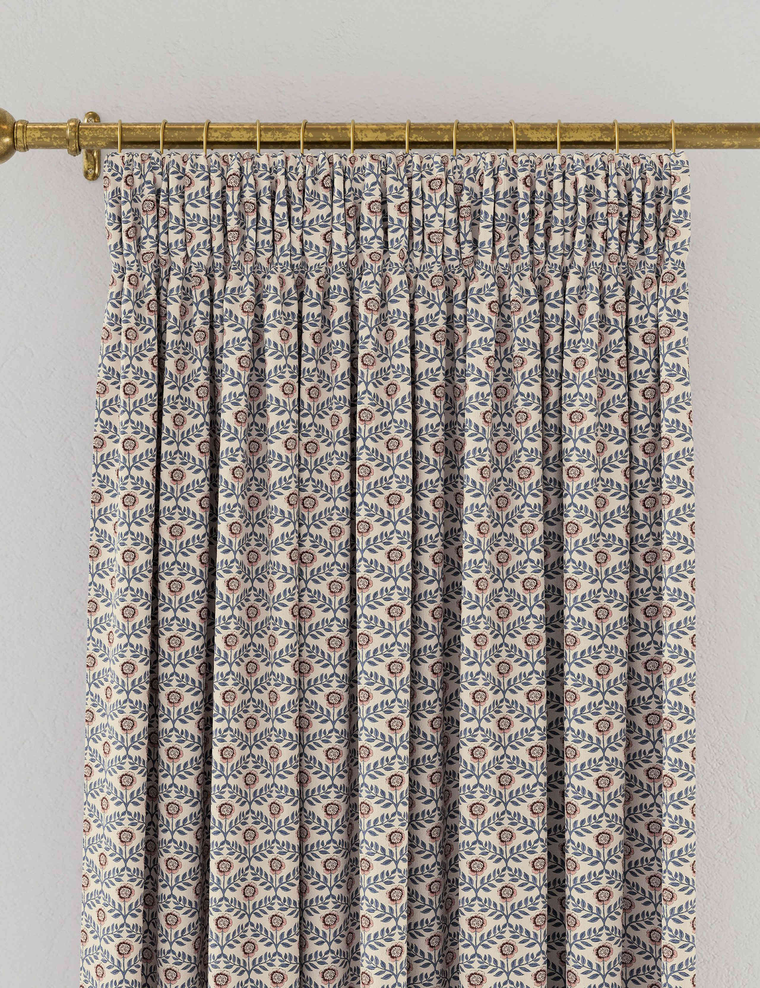 Floral Foulard Pure Cotton Pencil Pleat Blackout Curtains 2 of 4