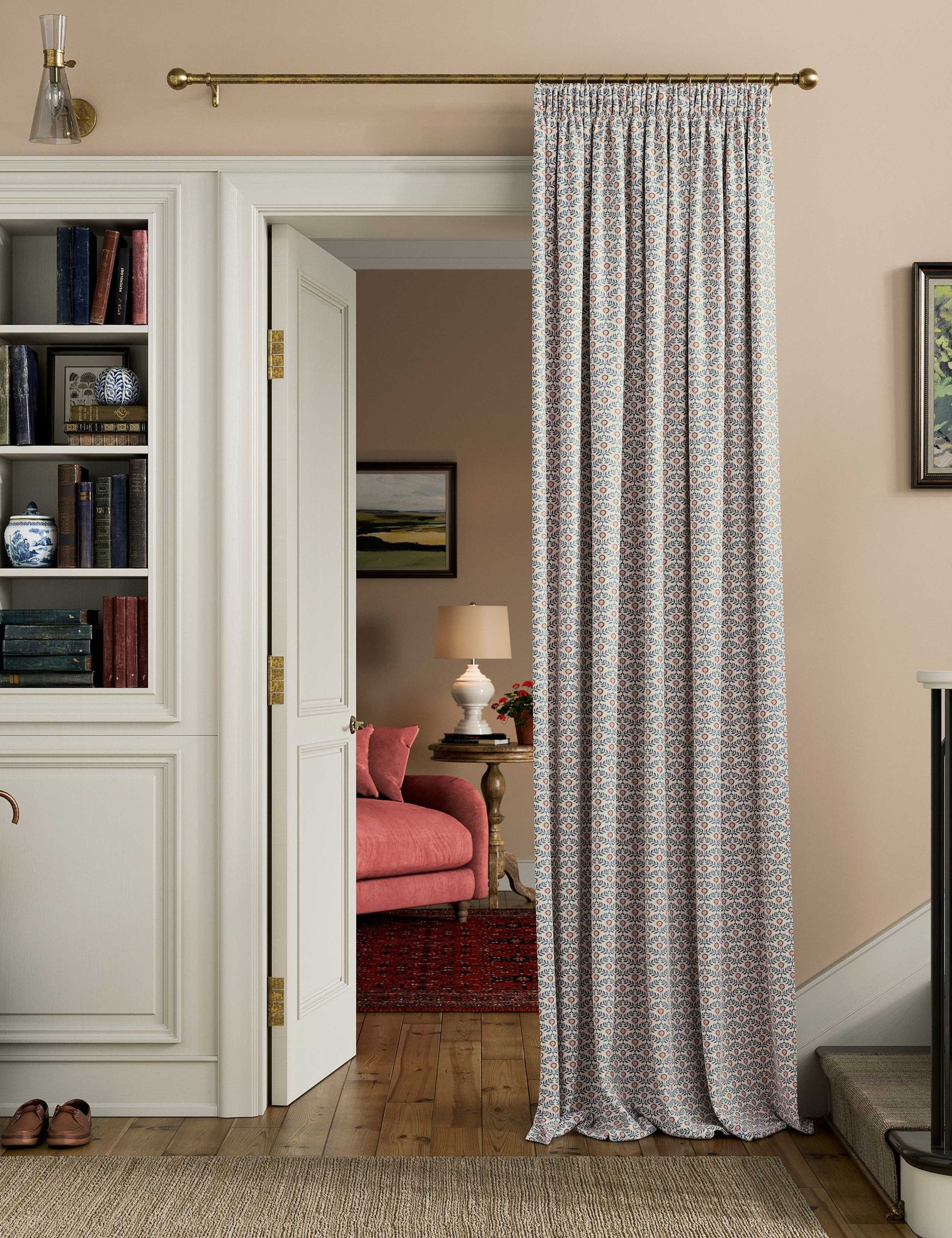 Floral Foulard Pure Cotton Pencil Pleat Blackout Curtains 3 of 4