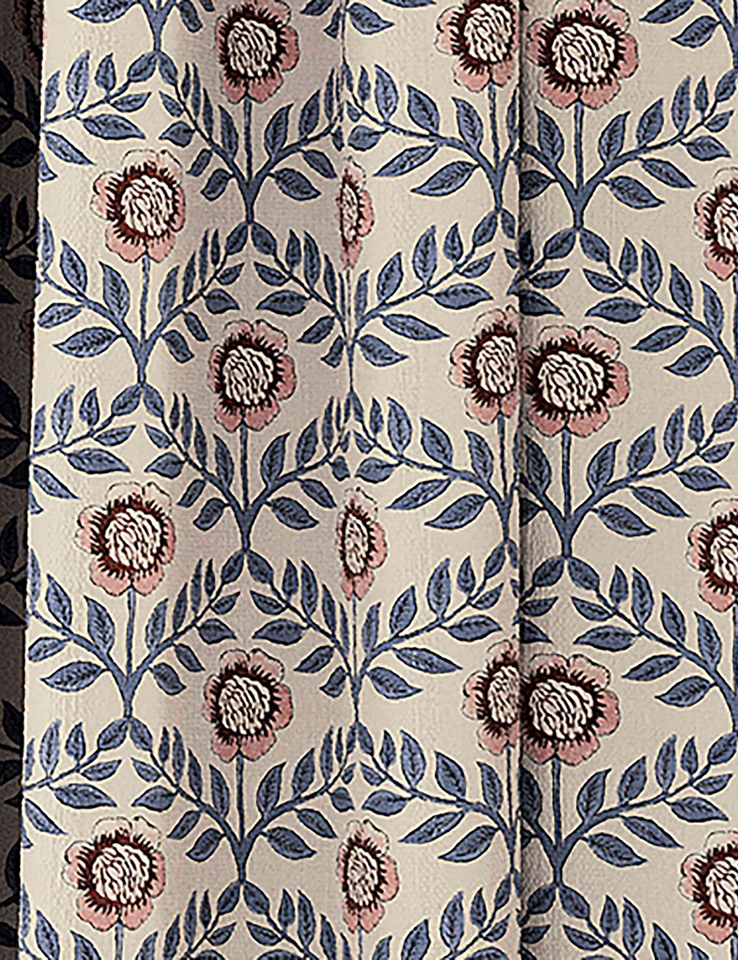 Floral Foulard Pure Cotton Pencil Pleat Blackout Curtains 4 of 4