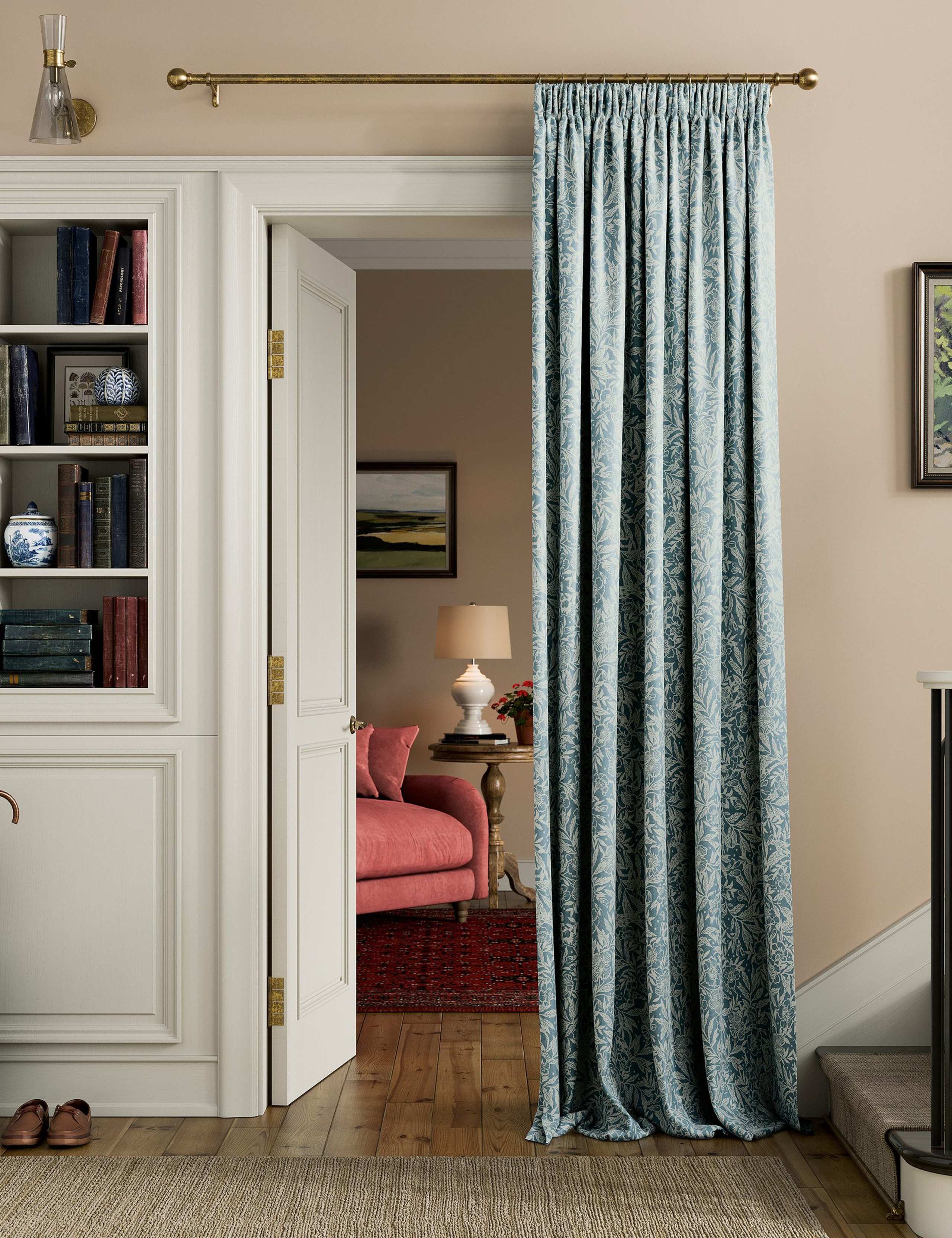 Twilight Ditsy Pure Cotton Pencil Pleat Curtains 2 of 4