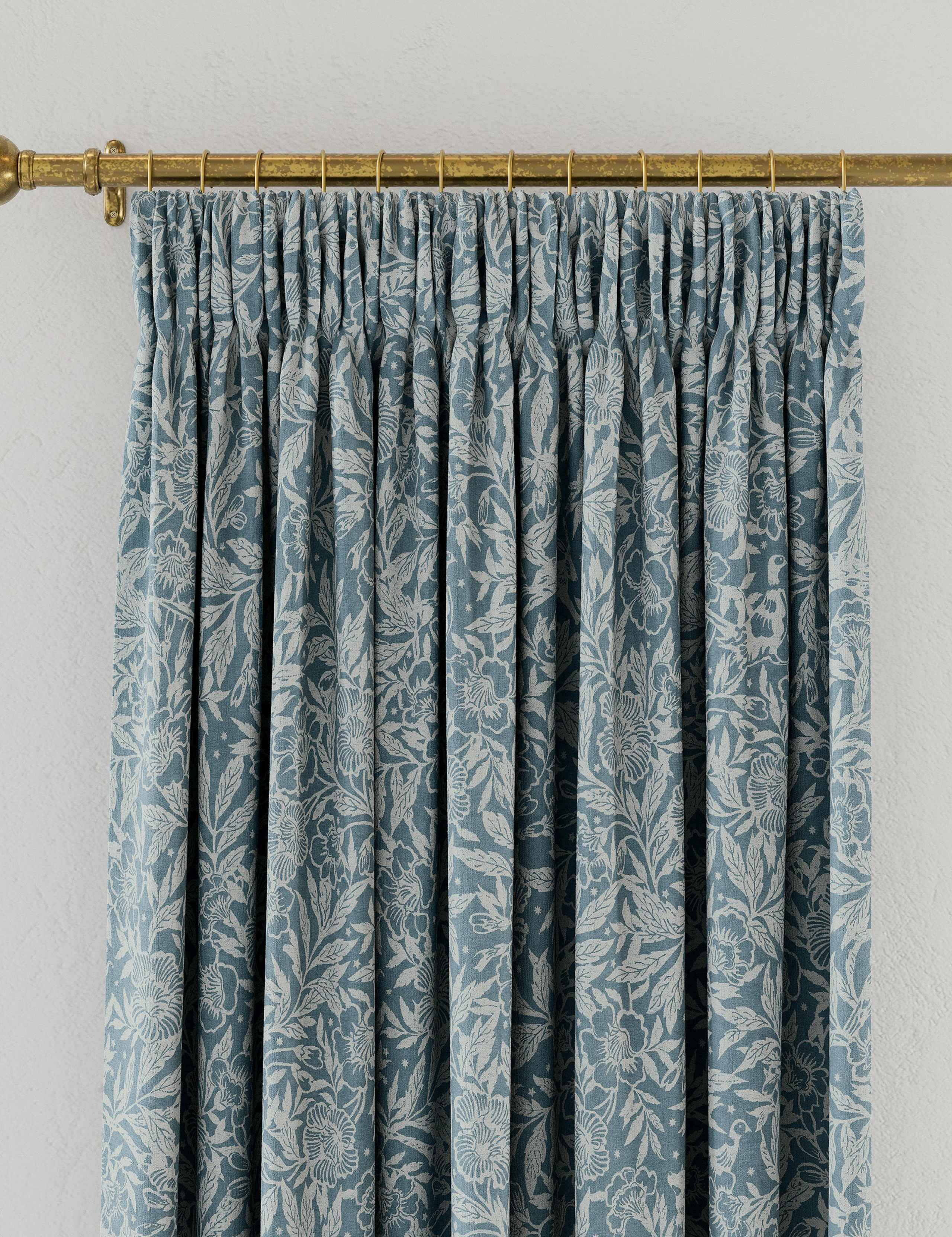 Twilight Ditsy Pure Cotton Pencil Pleat Curtains 3 of 4