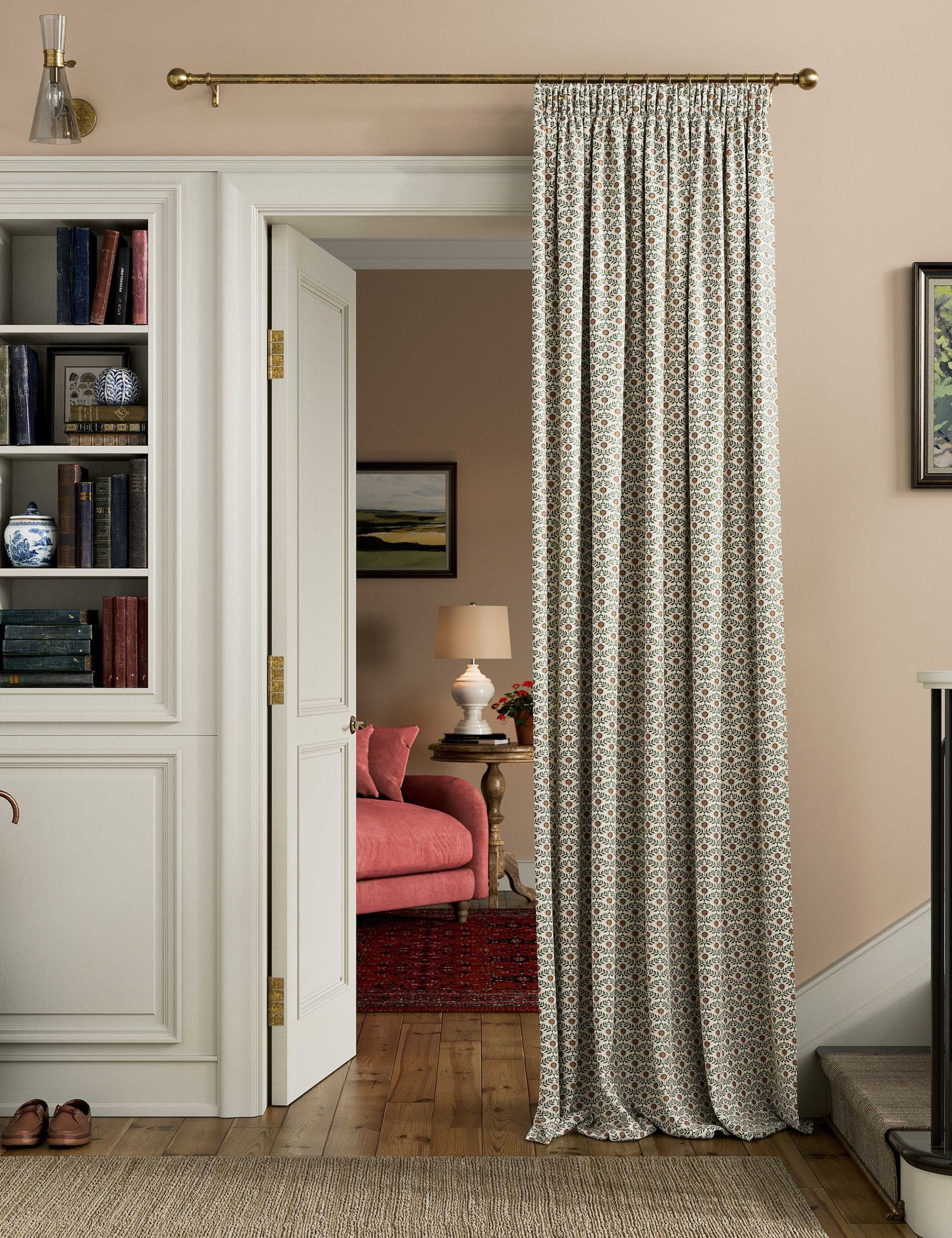 Floral Foulard Pure Cotton Pencil Pleat Curtains 2 of 4