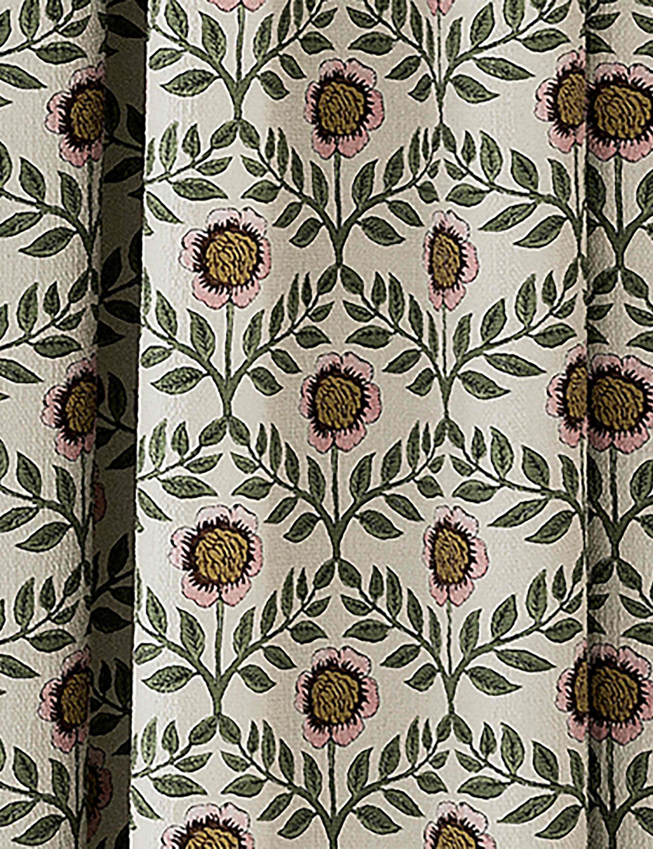 Floral Foulard Pure Cotton Pencil Pleat Curtains 3 of 4