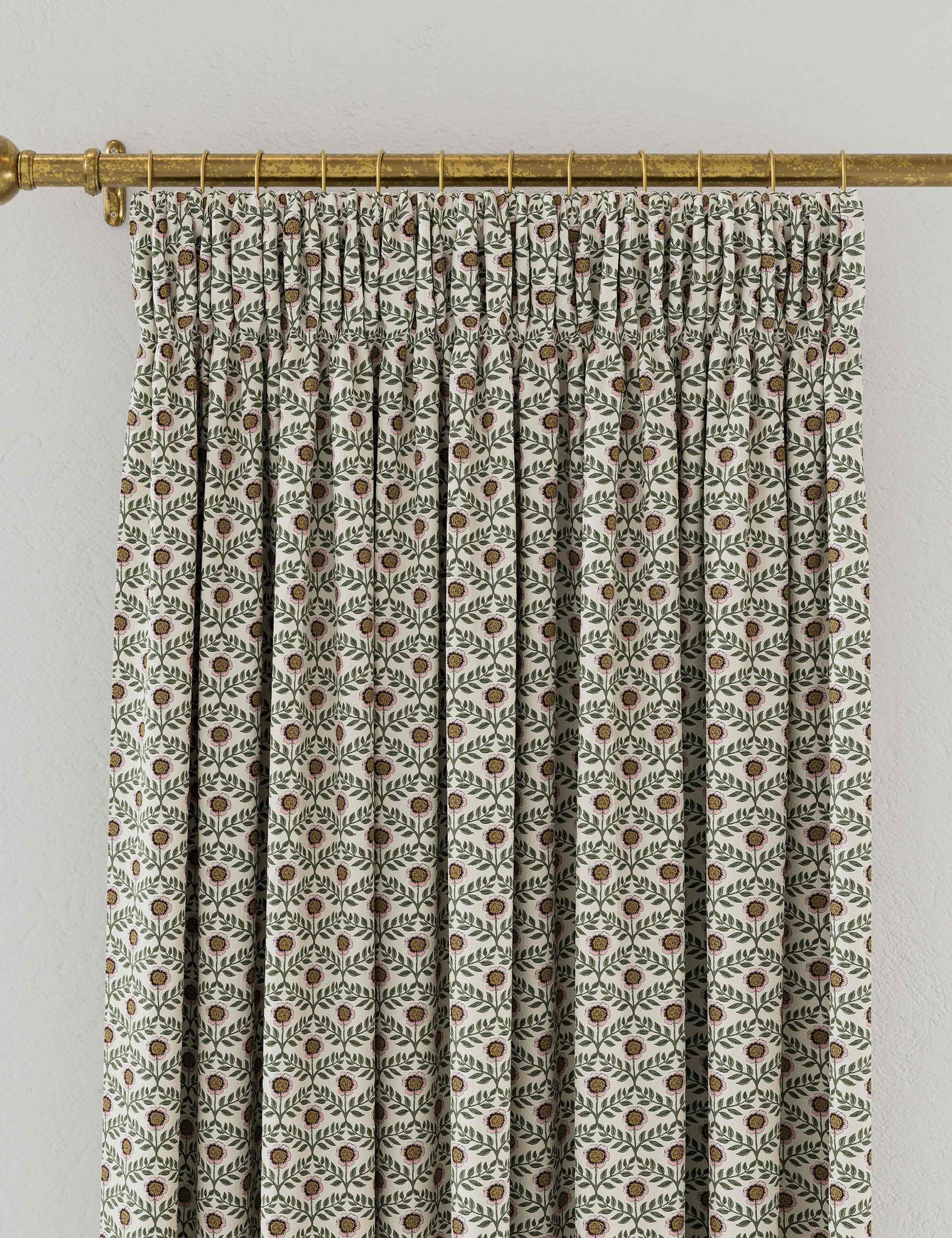 Floral Foulard Pure Cotton Pencil Pleat Curtains 4 of 4