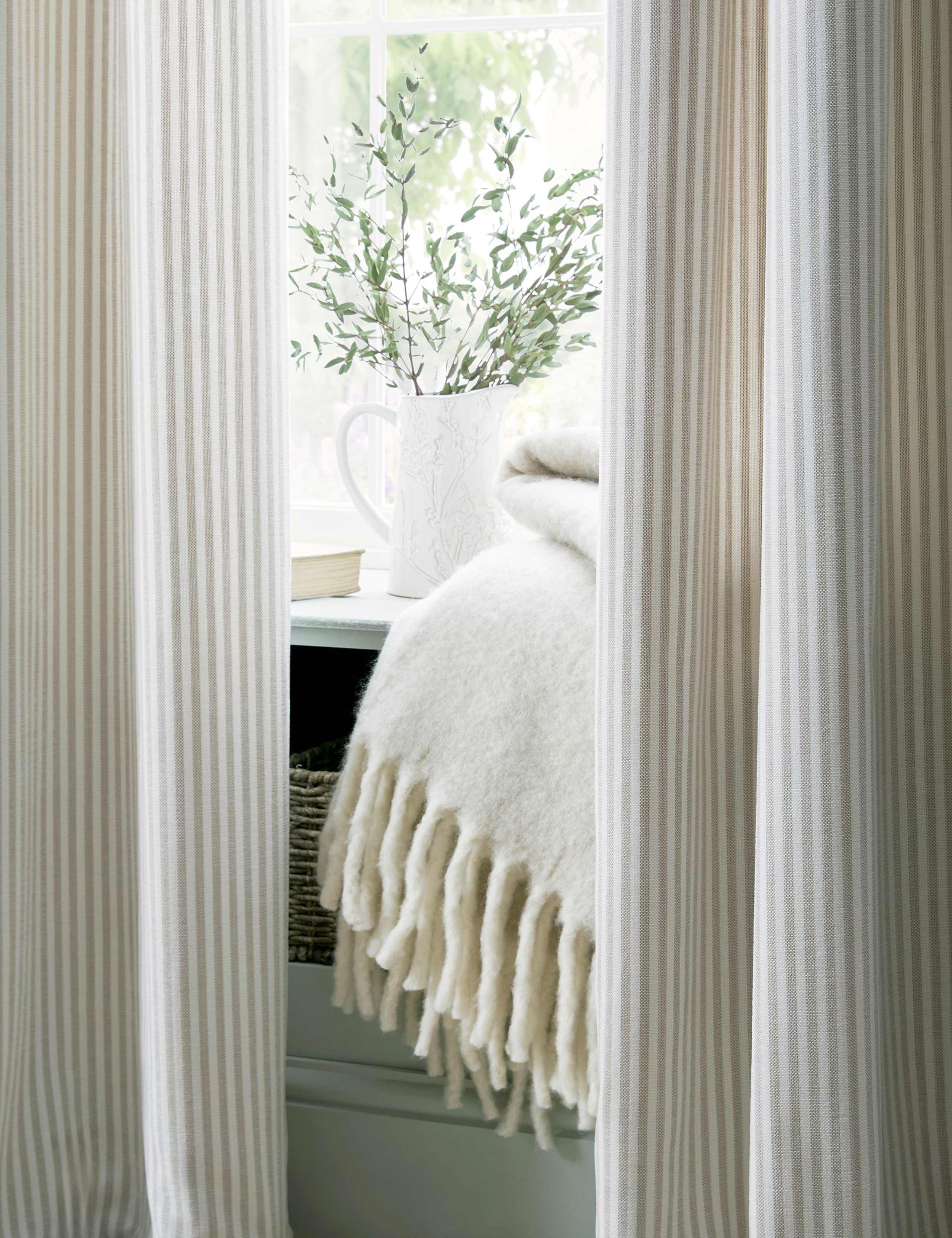 Cornish Chenille Striped Eyelet Curtains 3 of 3