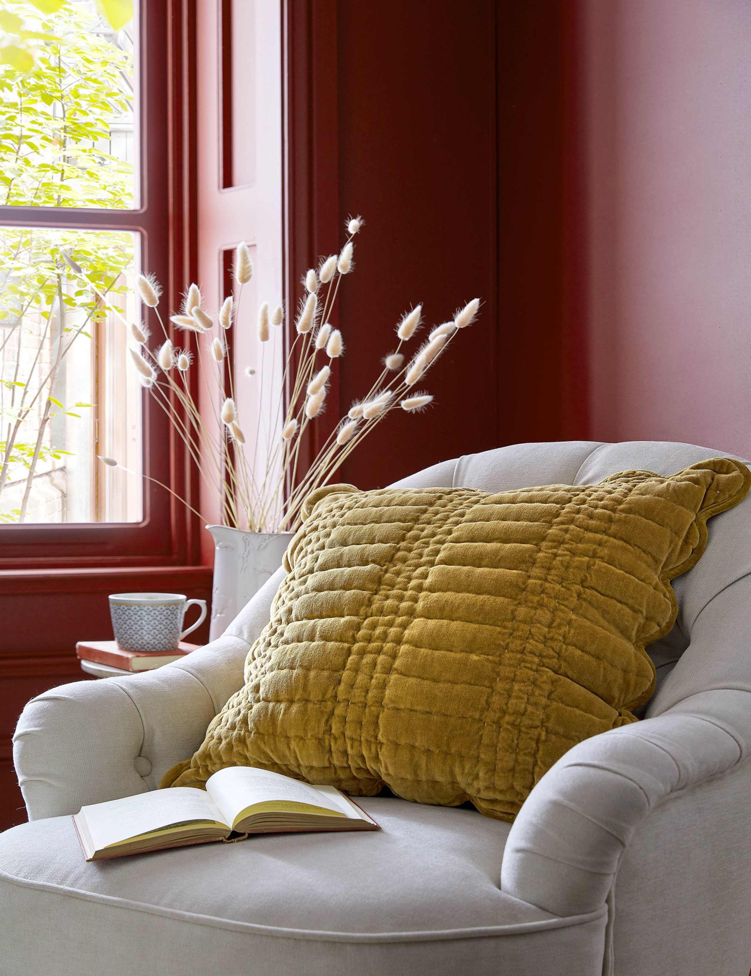 Velvet Scalloped Textured Cushion 1 of 6