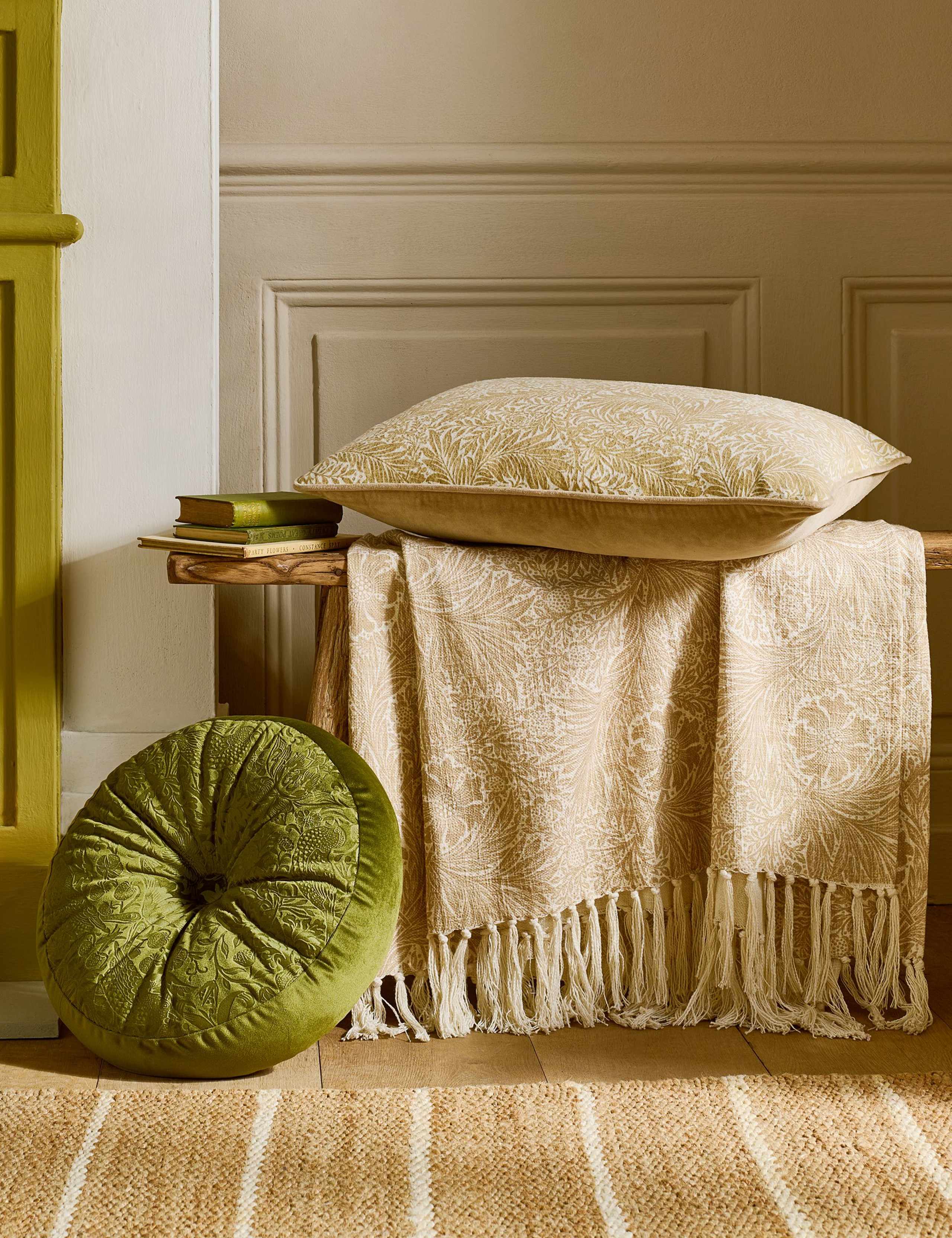 Velvet Strawberry Thief Cushion 1 of 2