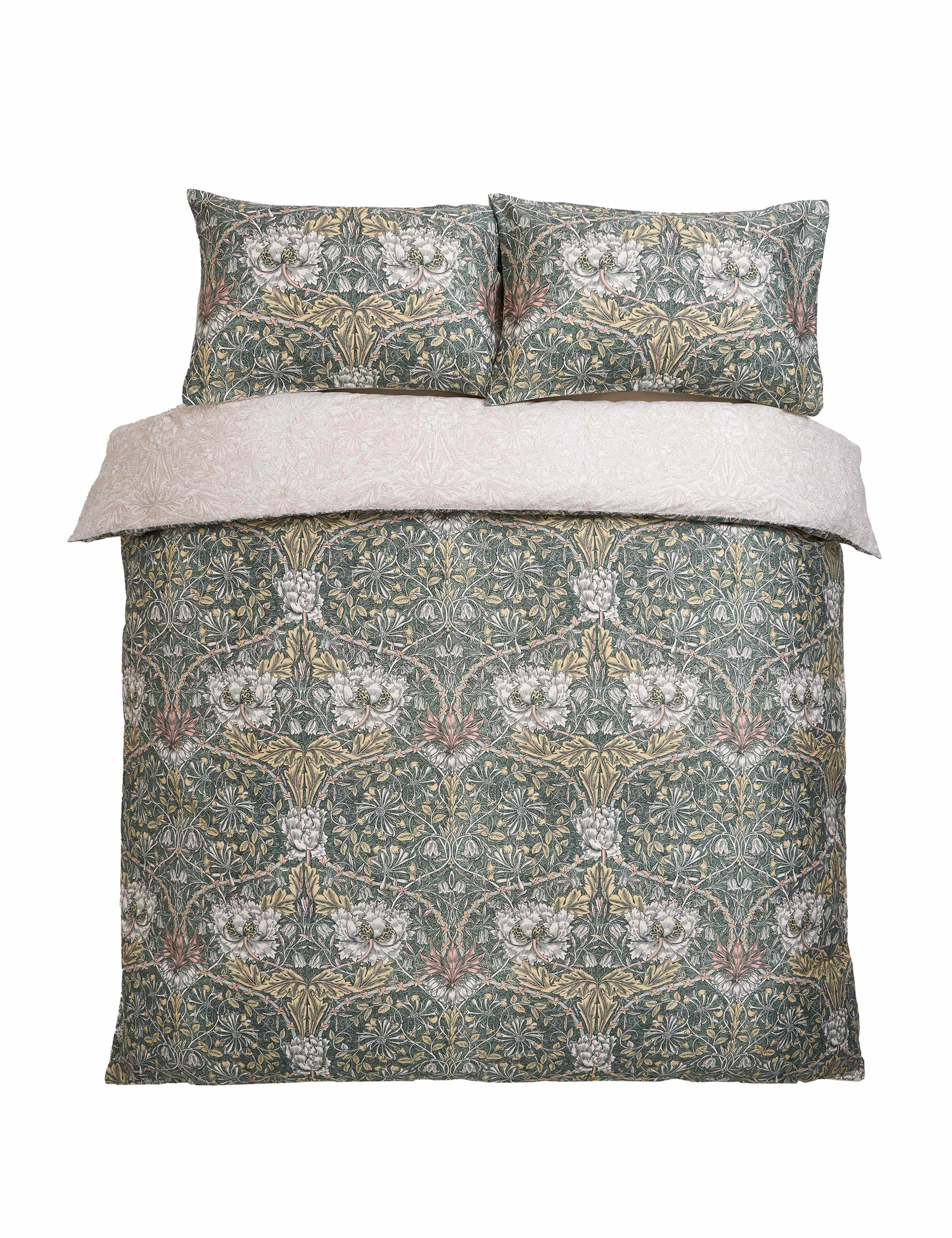 Set of 2 Pure Cotton Honeysuckle & Tulip Pillowcases 1 of 3