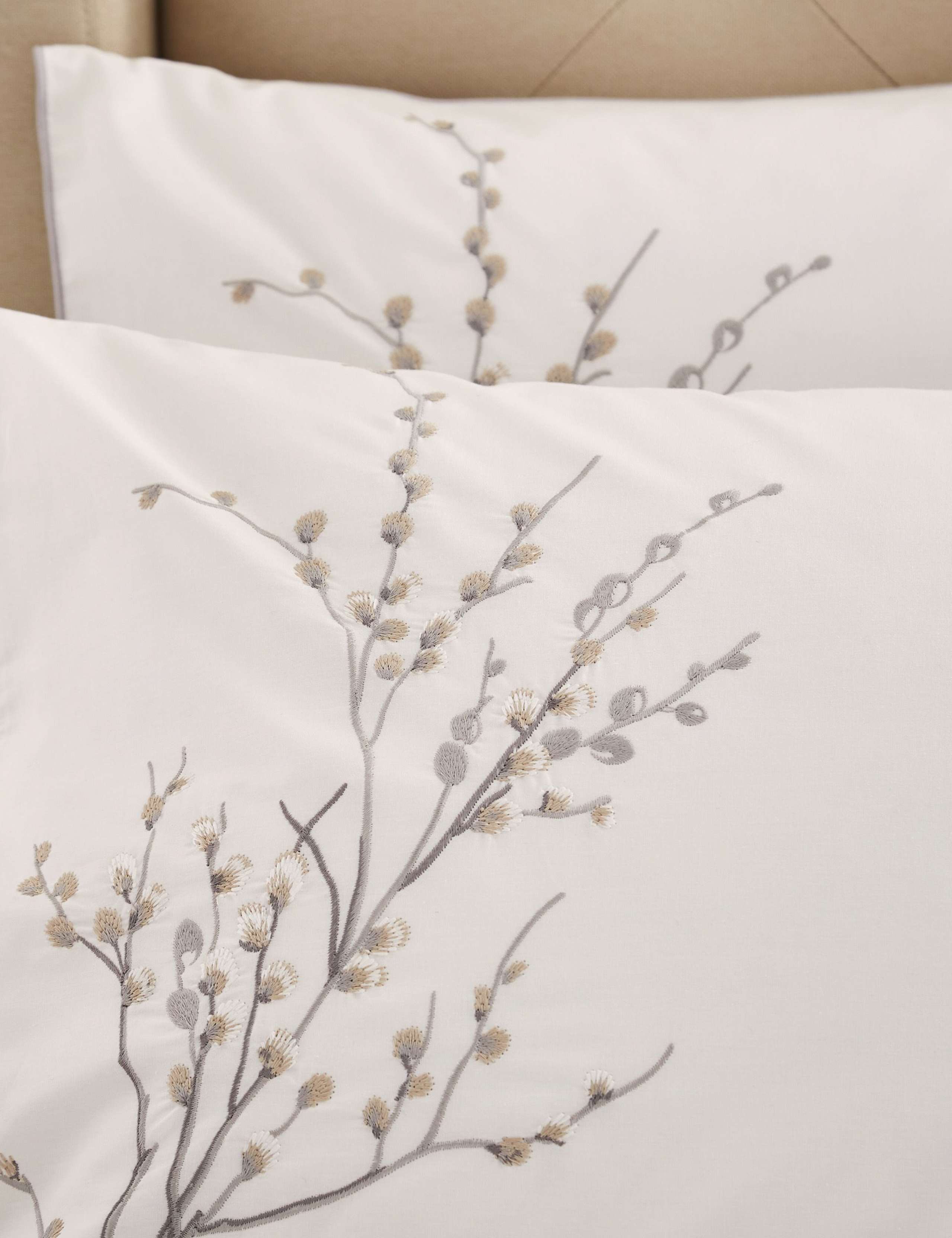 2 Pack Pure Cotton Pussy Willow Embroidered Pillowcases 3 of 3