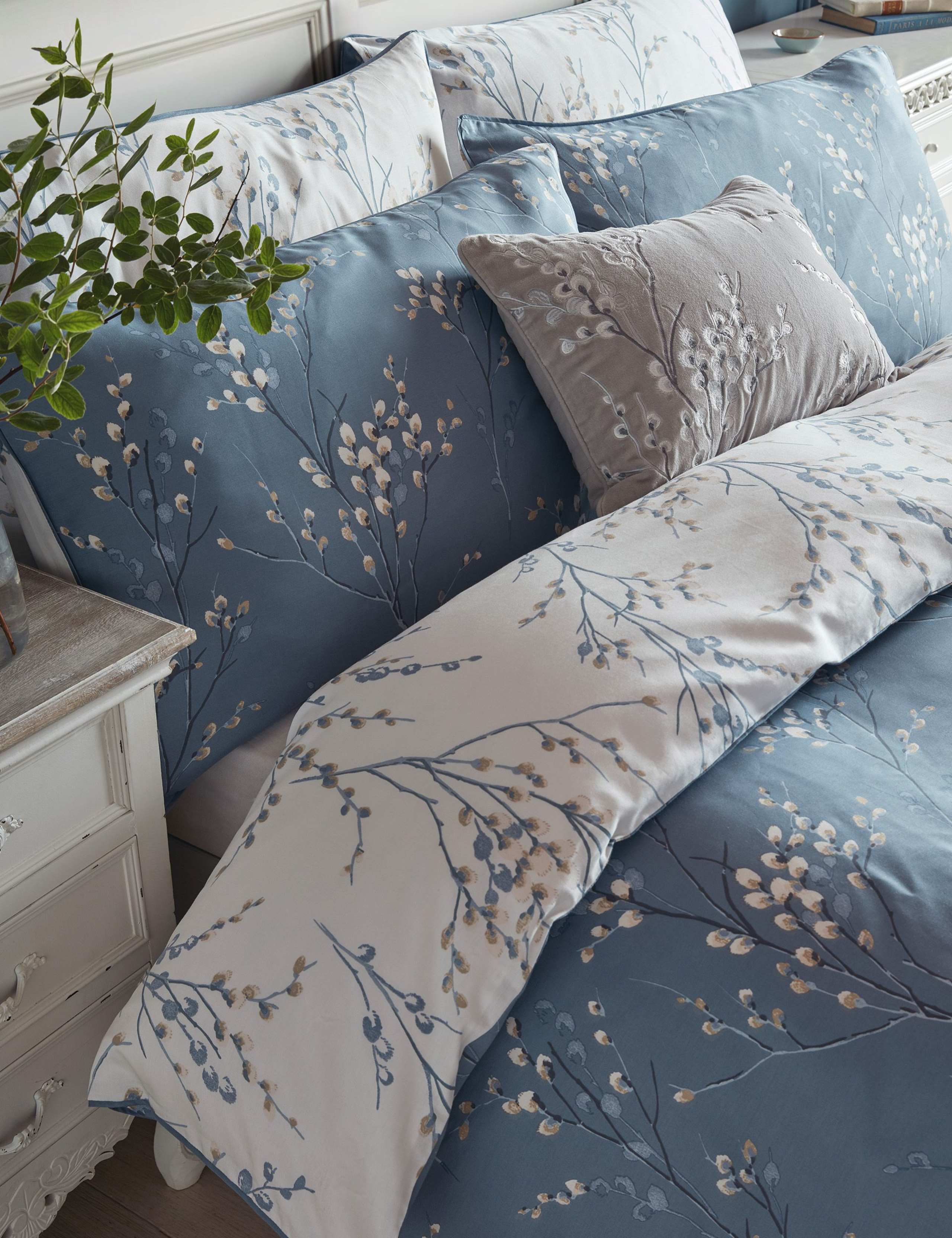 2pk Pure Cotton Sateen Pussy Willow Pillowcases 1 of 3