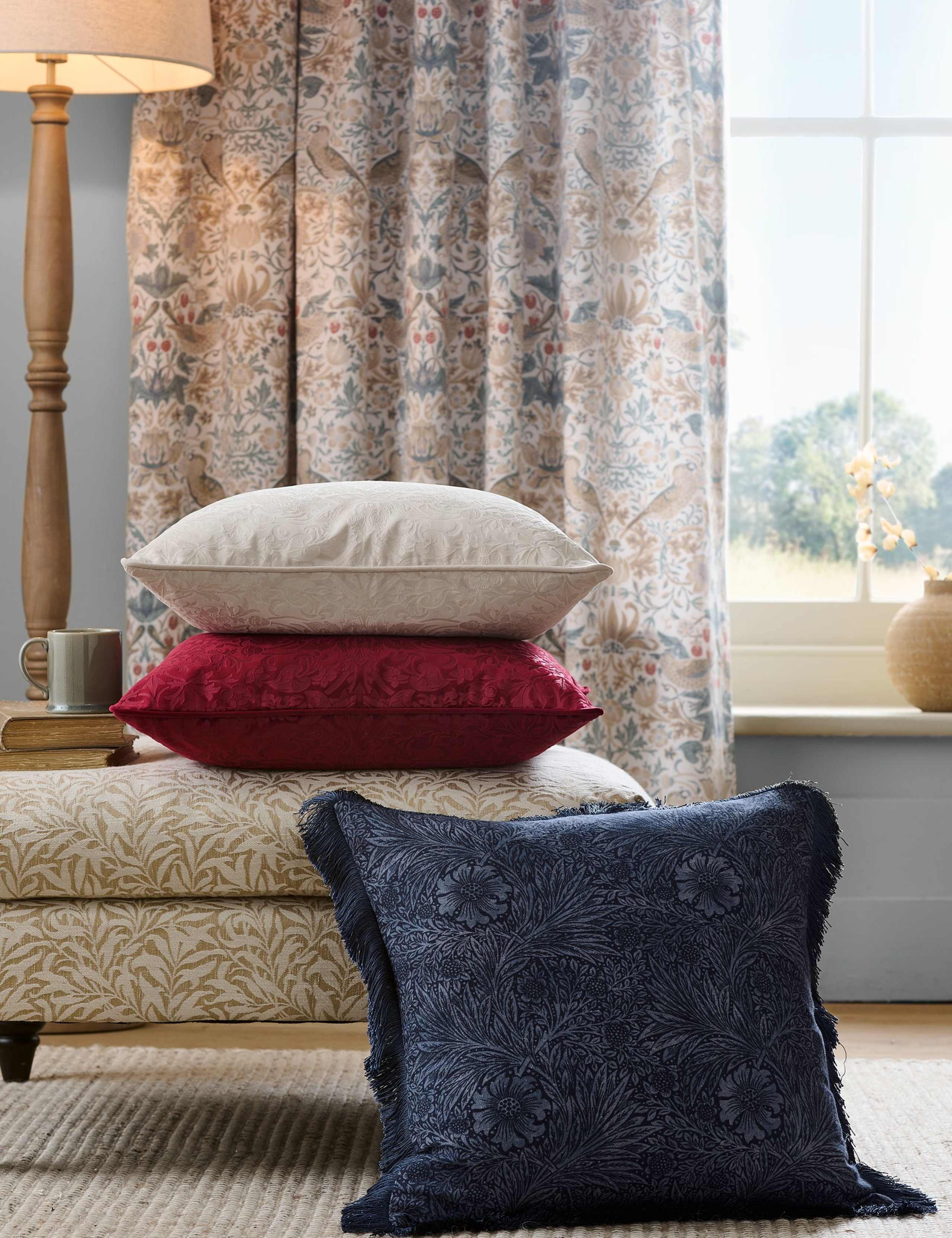 Velvet Strawberry Thief Cushion 2 of 2