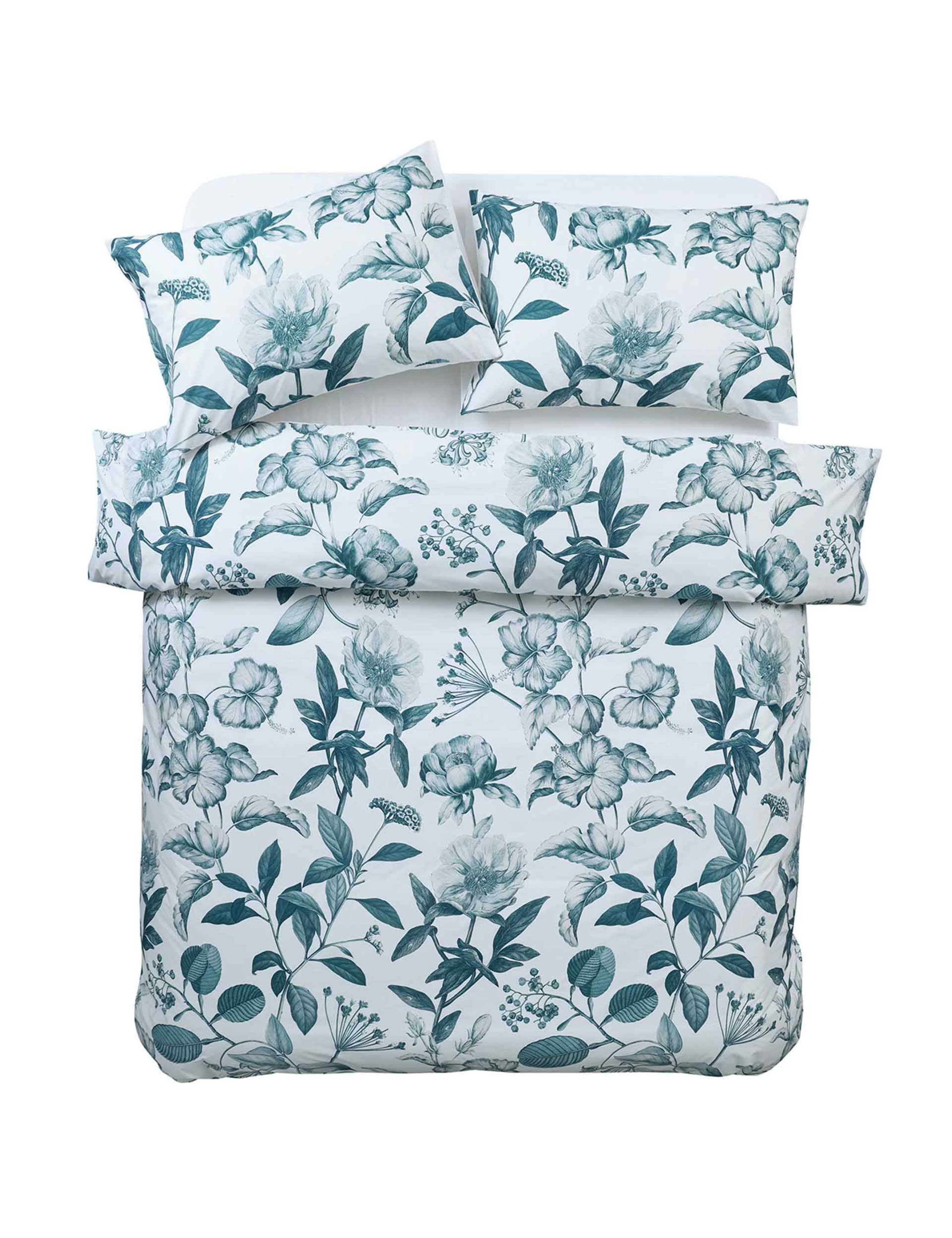 Pure Cotton Botanical Bluestone Bedding Set 2 of 4
