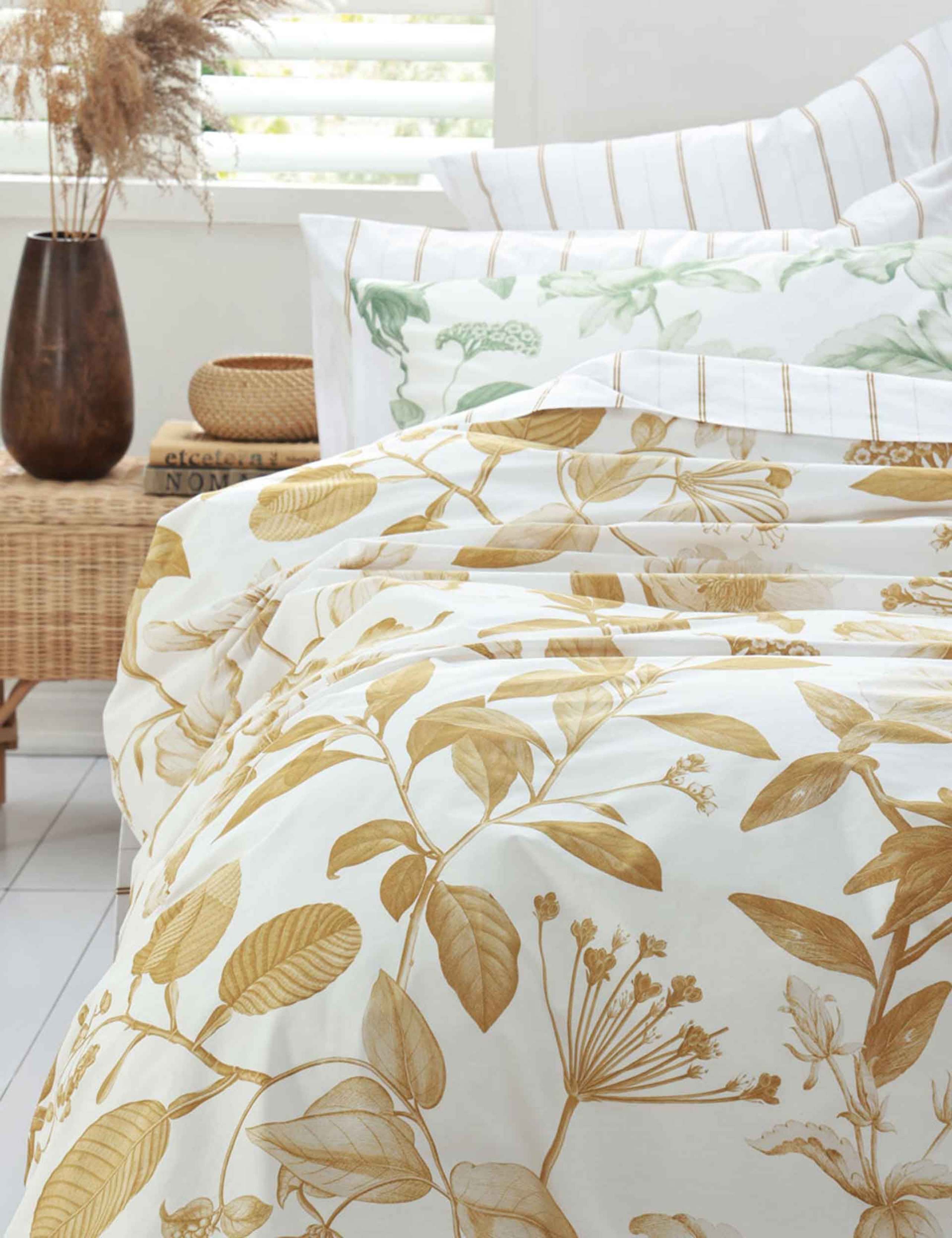 Pure Cotton Botanical Ochre Bedding Set 3 of 4