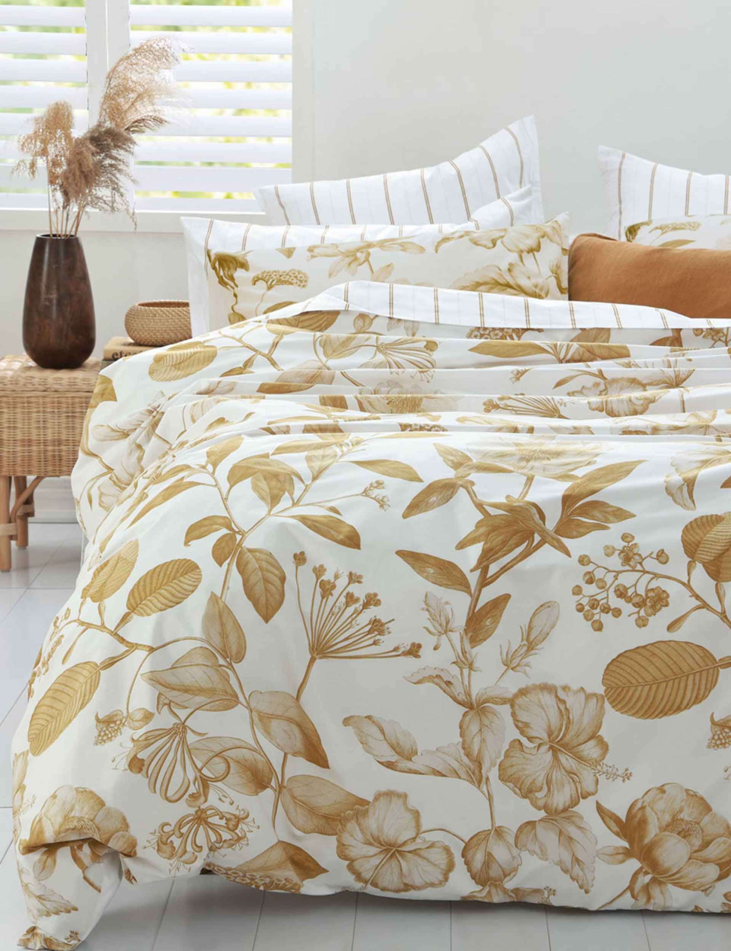Pure Cotton Botanical Ochre Bedding Set 4 of 4