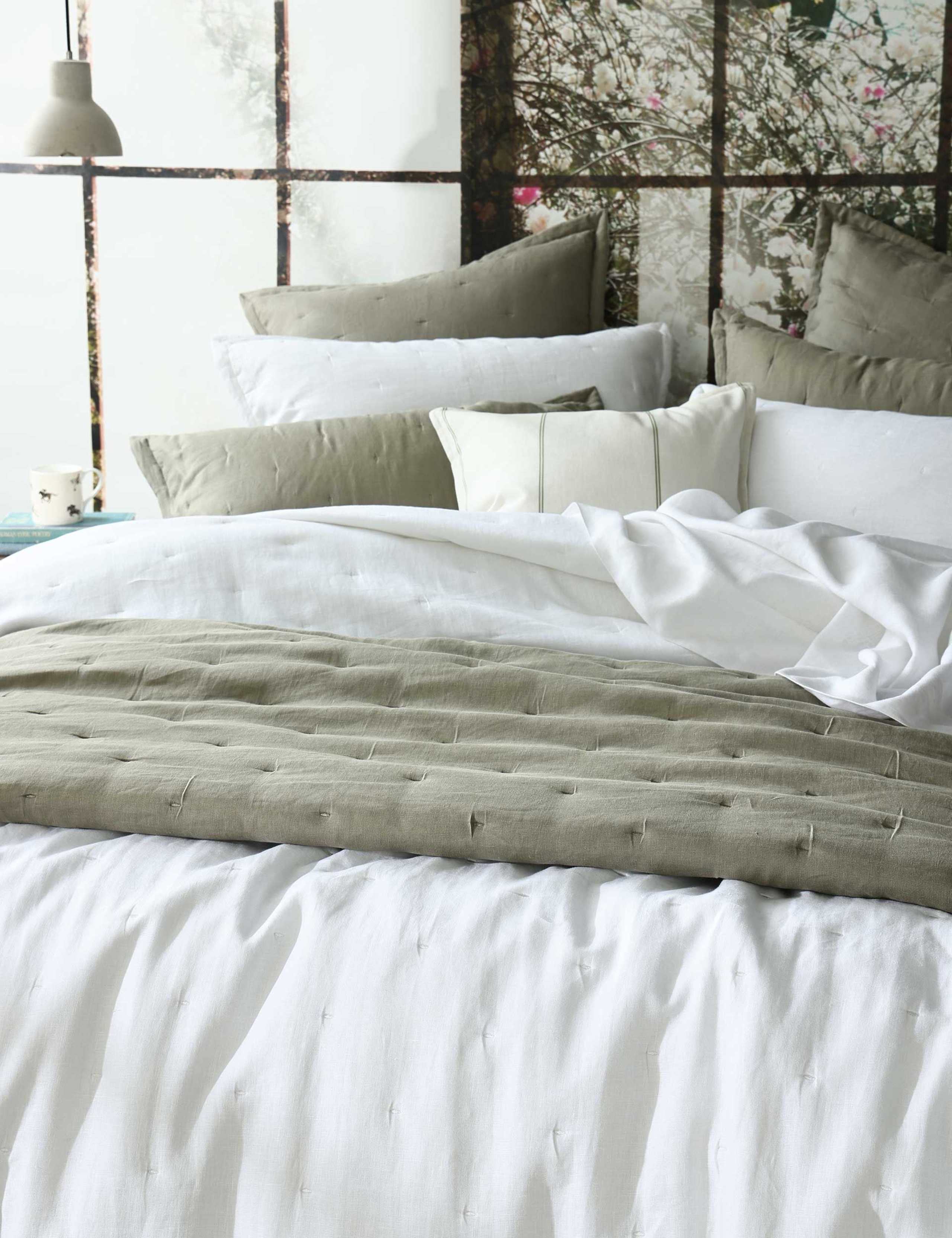 Pure Linen Laundered Bedspread Set 3 of 3