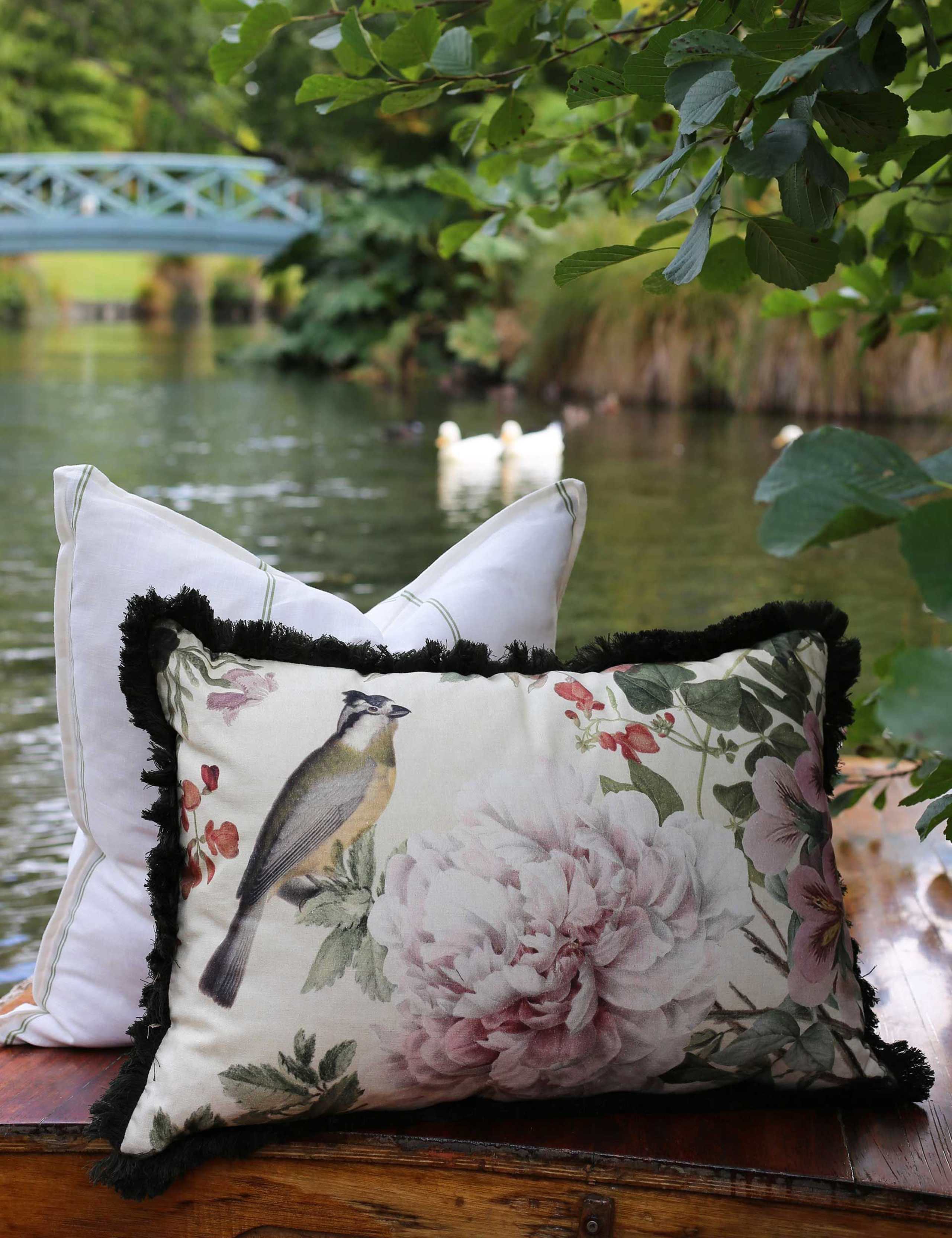 Cotton Linen Blend Viola Bolster Cushion 2 of 3