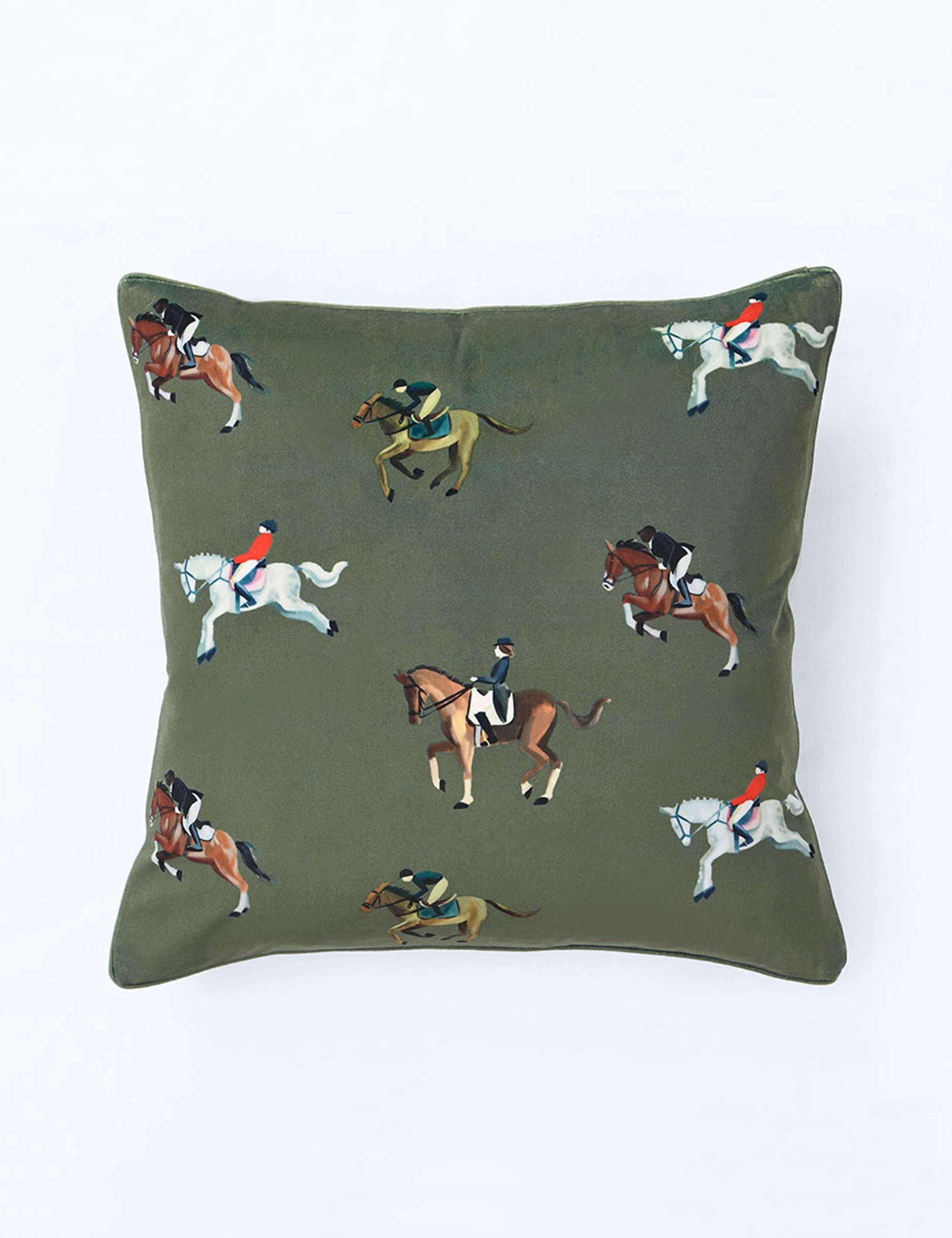 Velvet Equestrian Piped Cushion 1 of 3