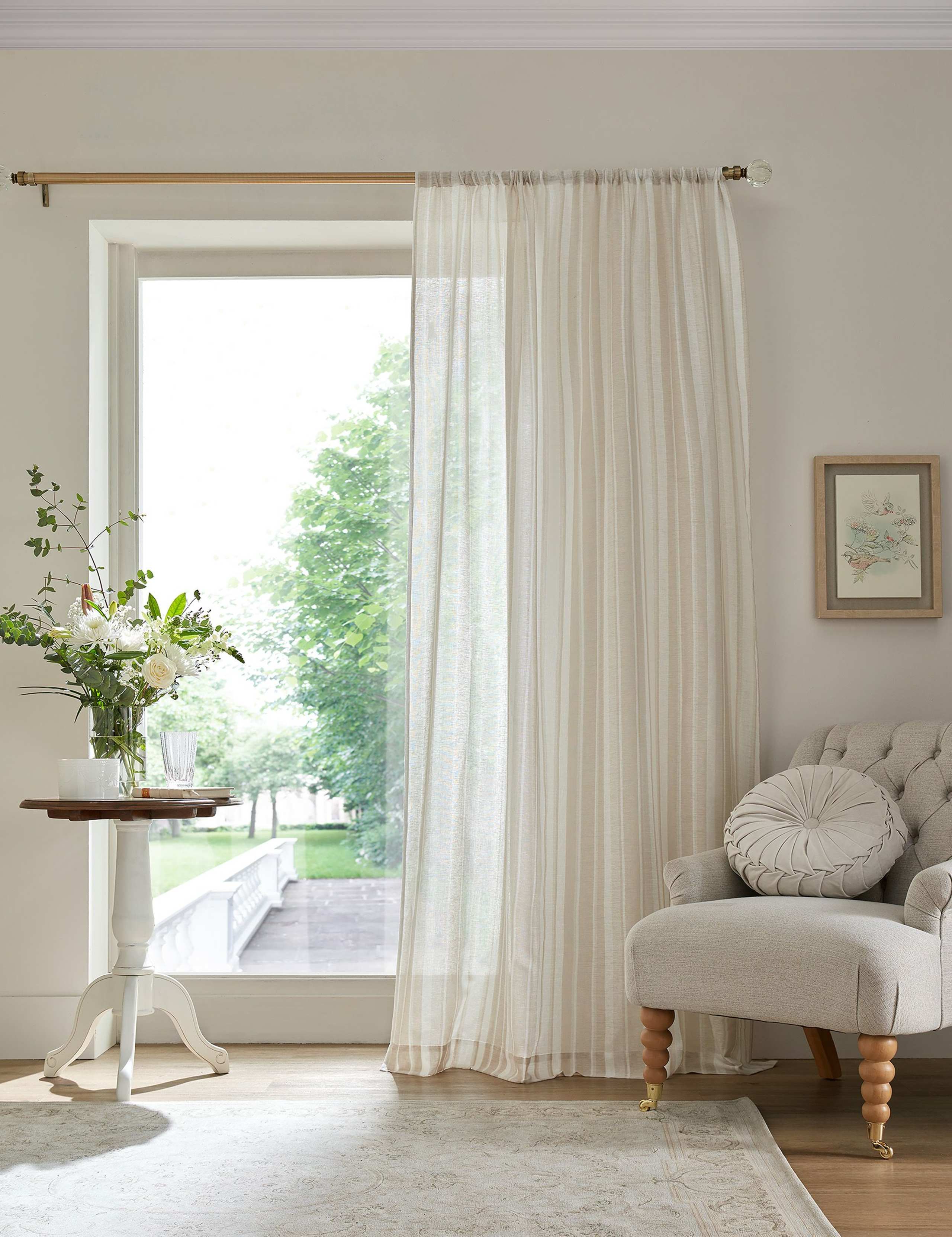 Awning Stripe Sheer Voile Panel Curtain 1 of 3